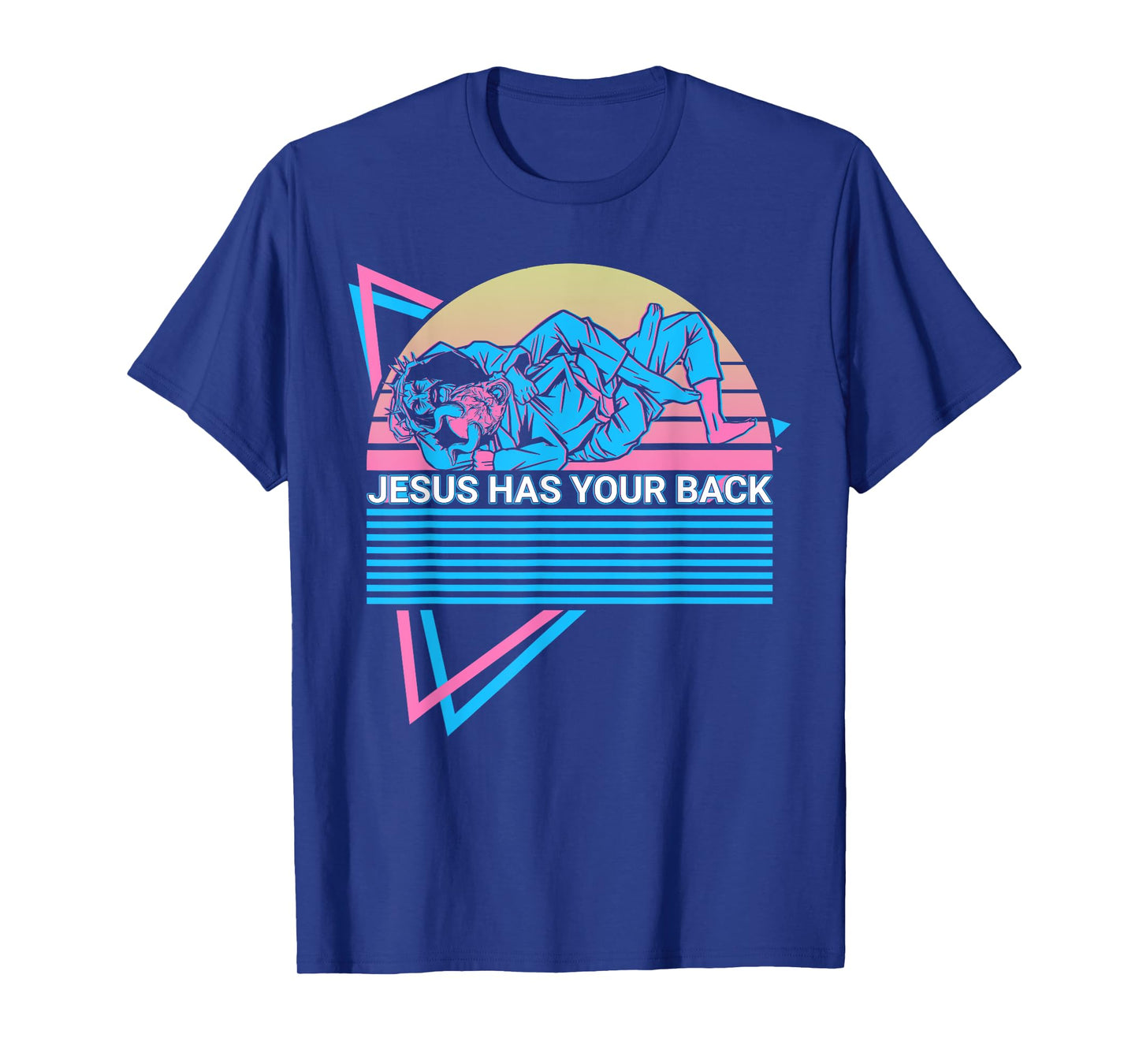 Funny Jiu Jitsu BJJ Retro Jesus Has Your Back T-Shirt