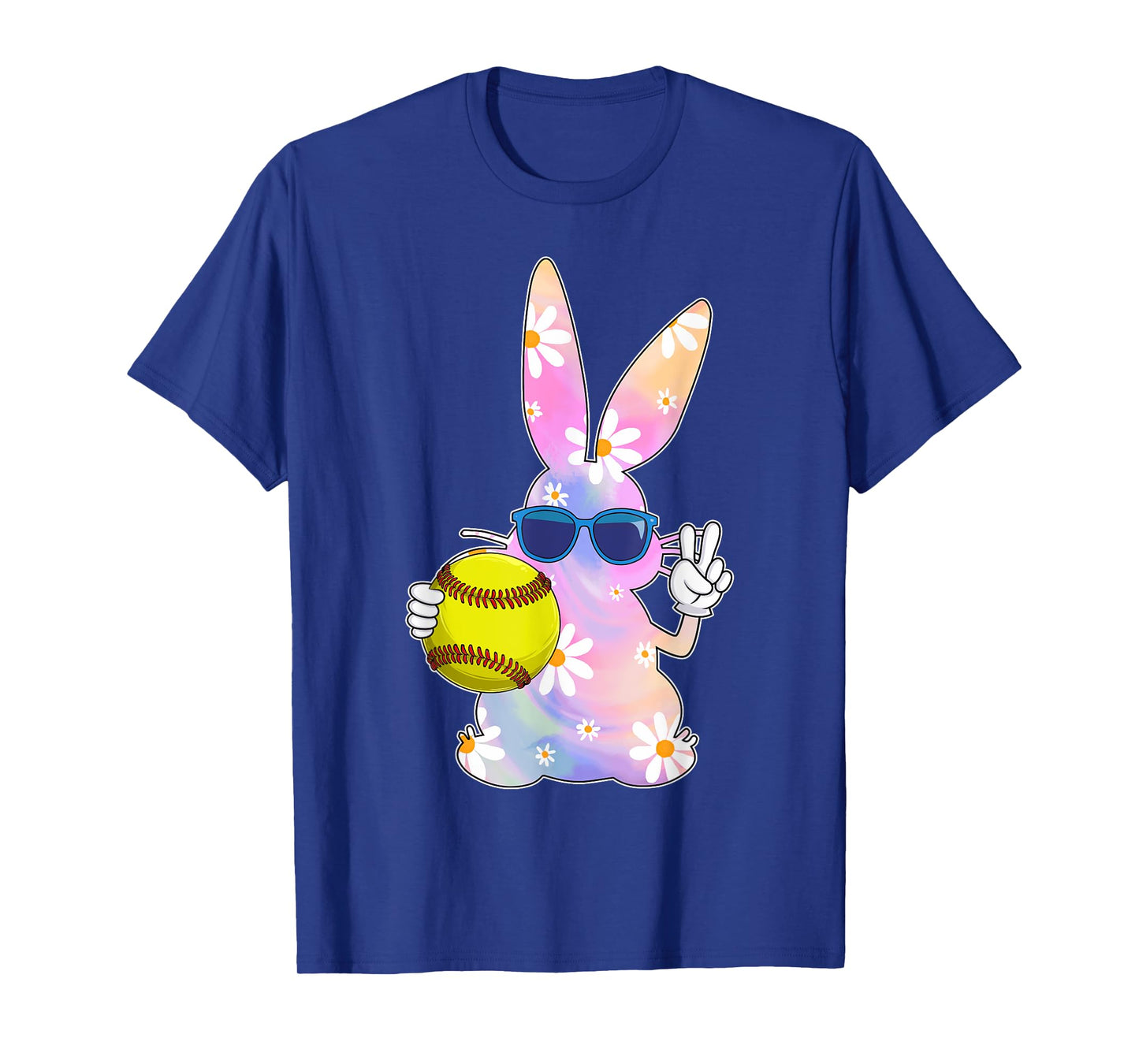 Groovy Cute Easter Bunny Softball Easter Day Men Boys Girls T-Shirt