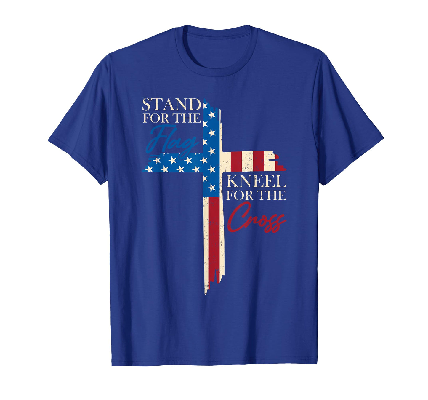 Stand For The Flag Kneel For The Cross Christian USA Flag T-Shirt