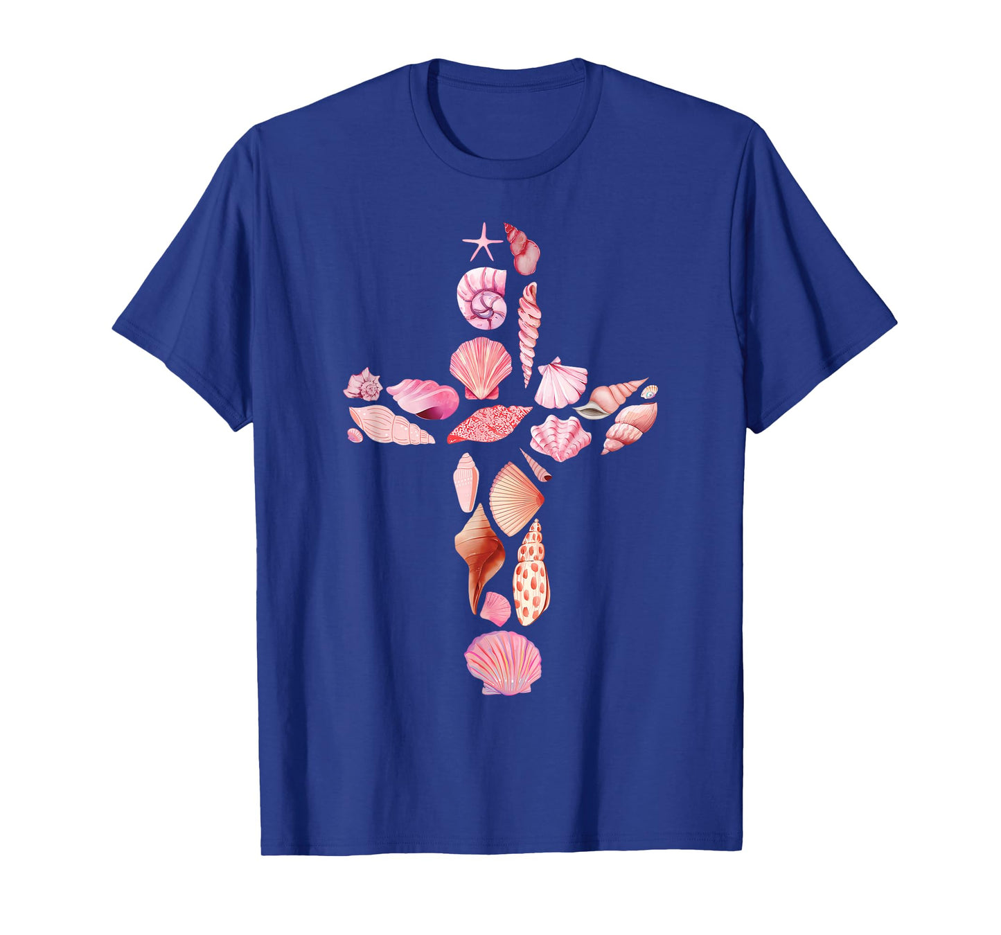 Beachy Ocean Seashell Faith Cross Christian Coquette T-Shirt