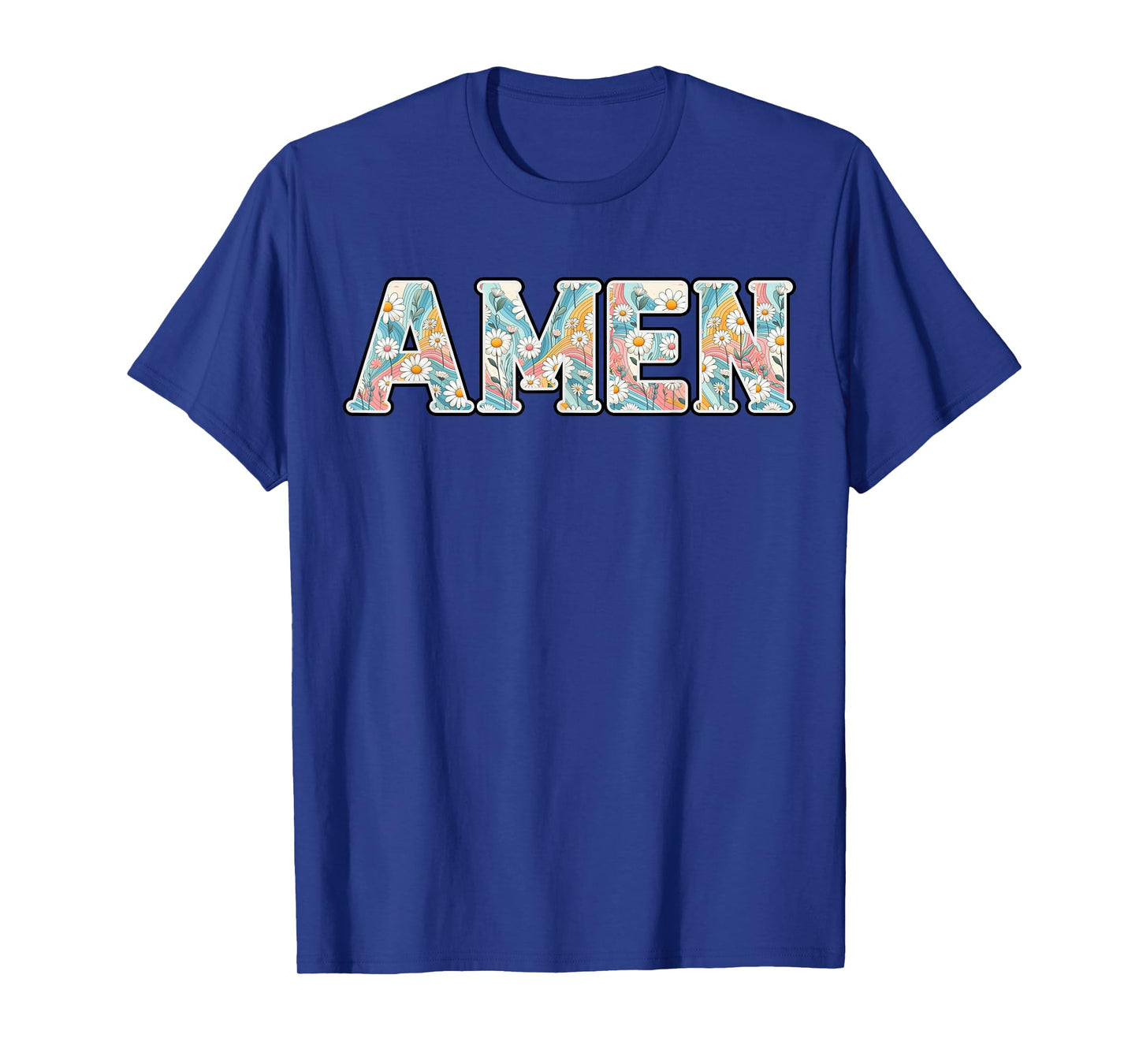 Amen Retro Daisy Flower Jesus Religious Faith Christian T-Shirt