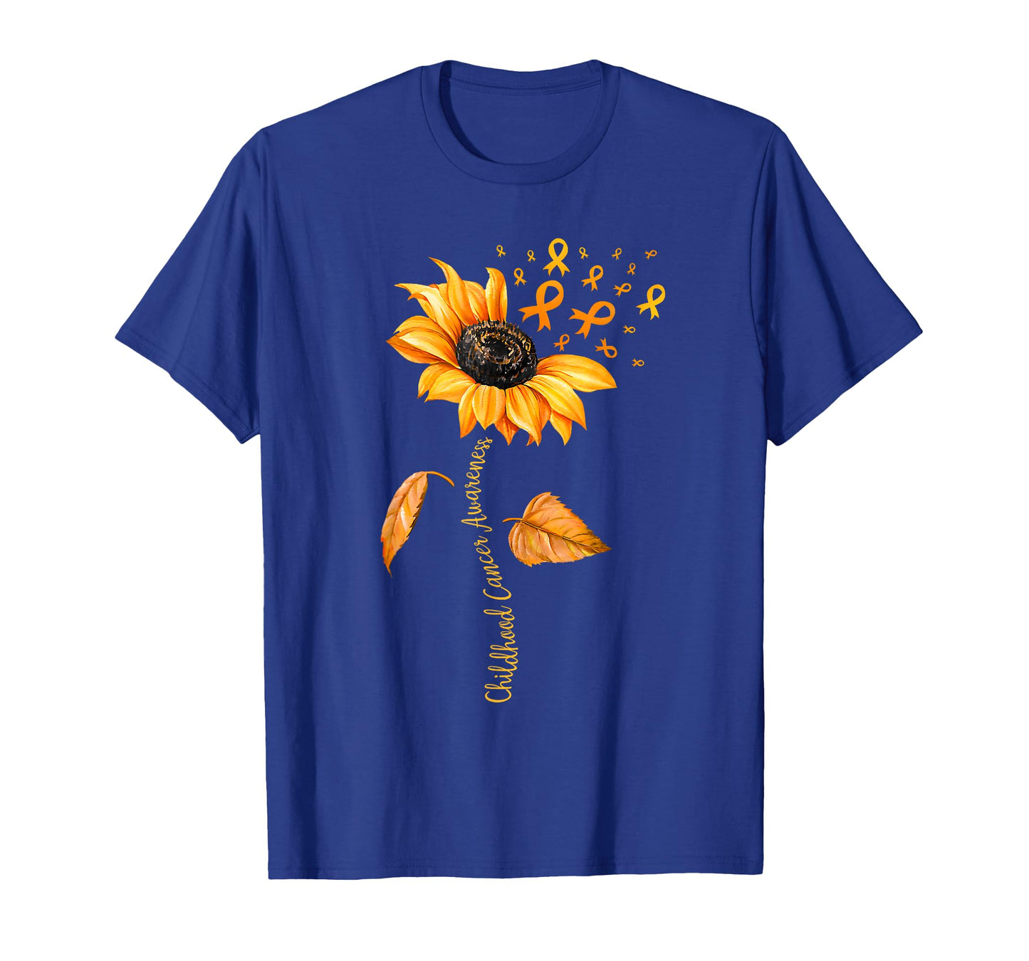 Gold Ribbon Childhood Cancer Awareness Sunflower Kids Womens T-Shirt