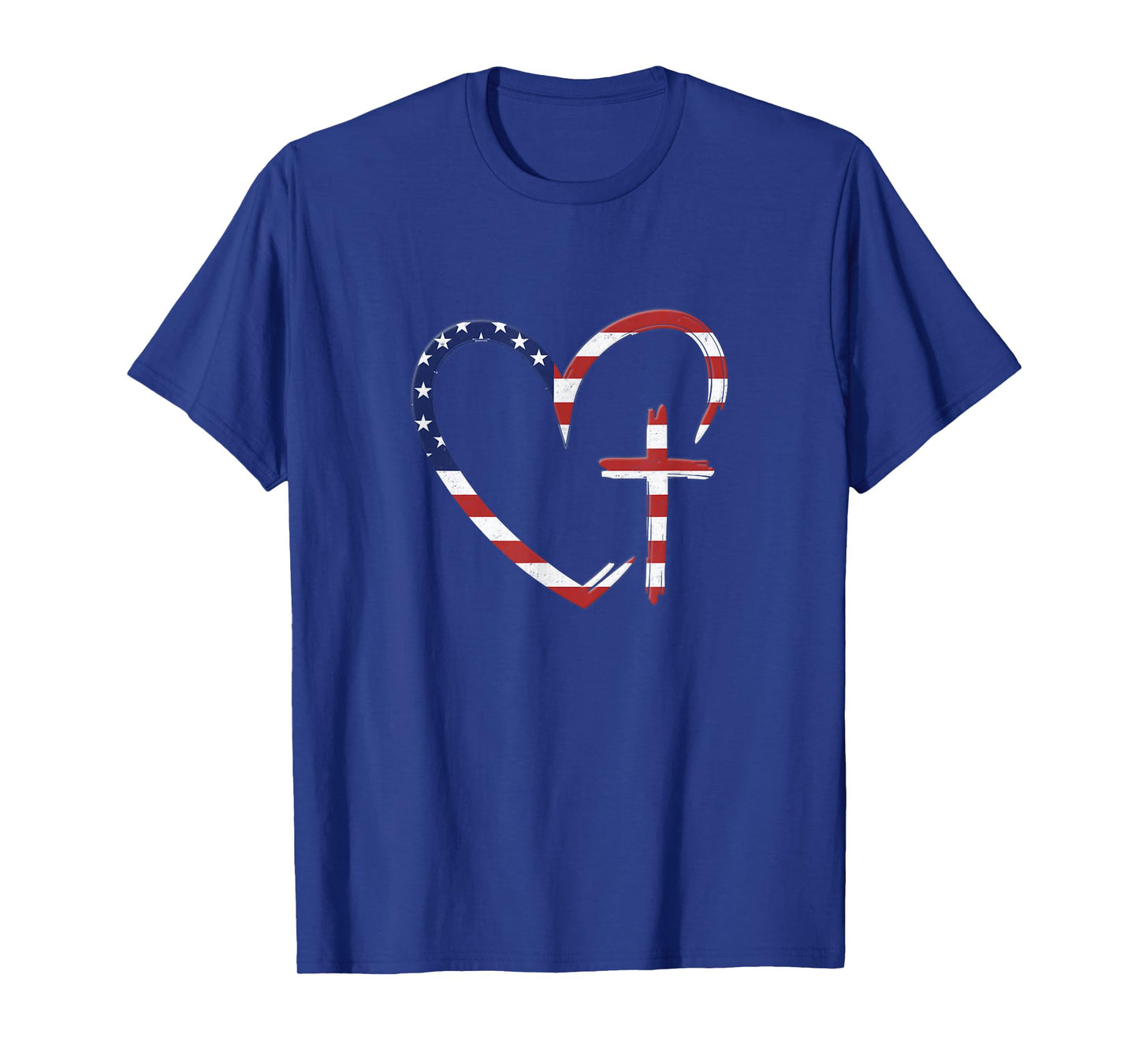American Flag Jesus Love Heart Patriotic USA Cross T-Shirt