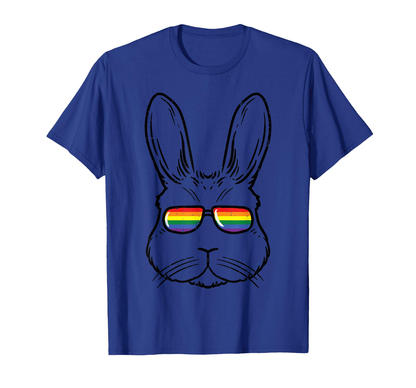 Easter Bunny With Glasses Rainbow Cool Gay Rabbit LGBTQ T-Shirt