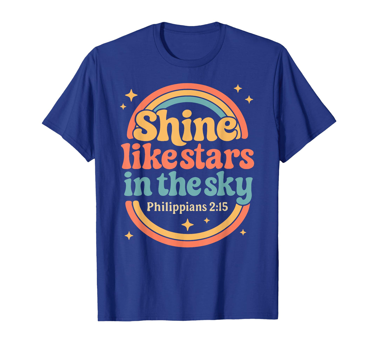 Shine Like Stars Philippians 2:15 Christian Retro Bible Art T-Shirt