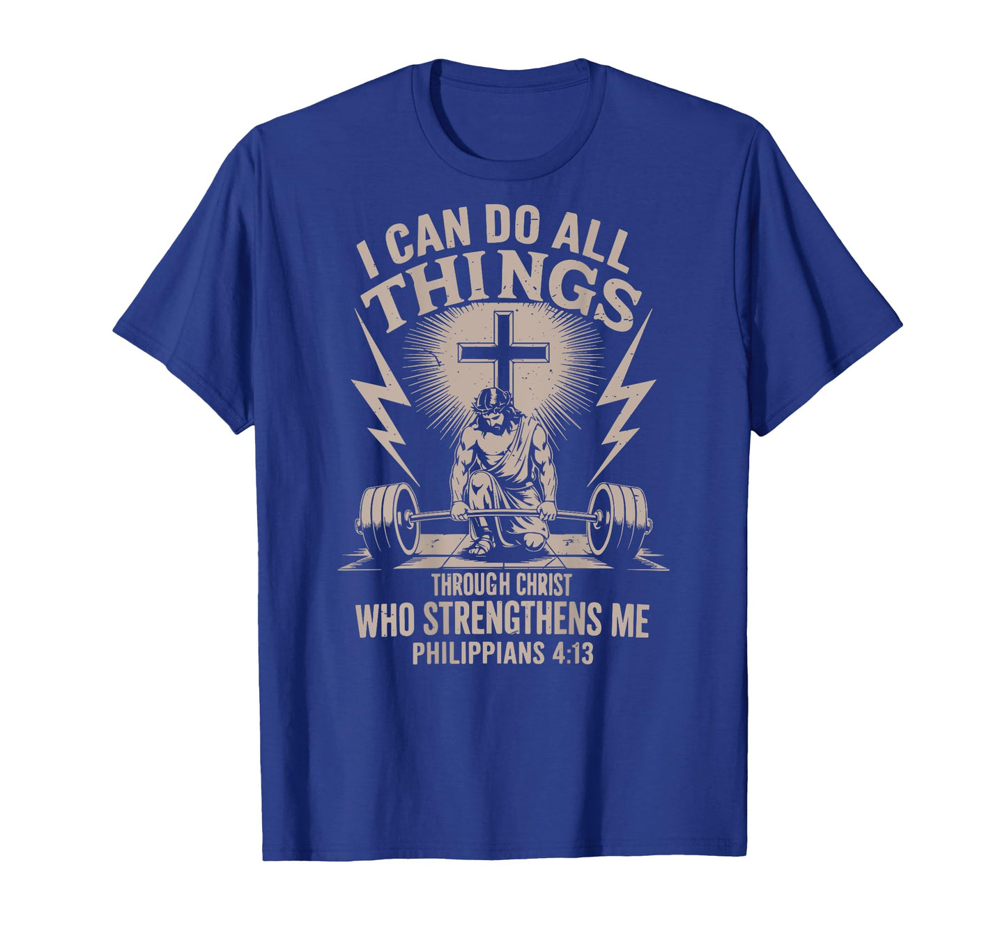 Can Do All Things Christian Workout Gym Weightlifting Cross T-Shirt
