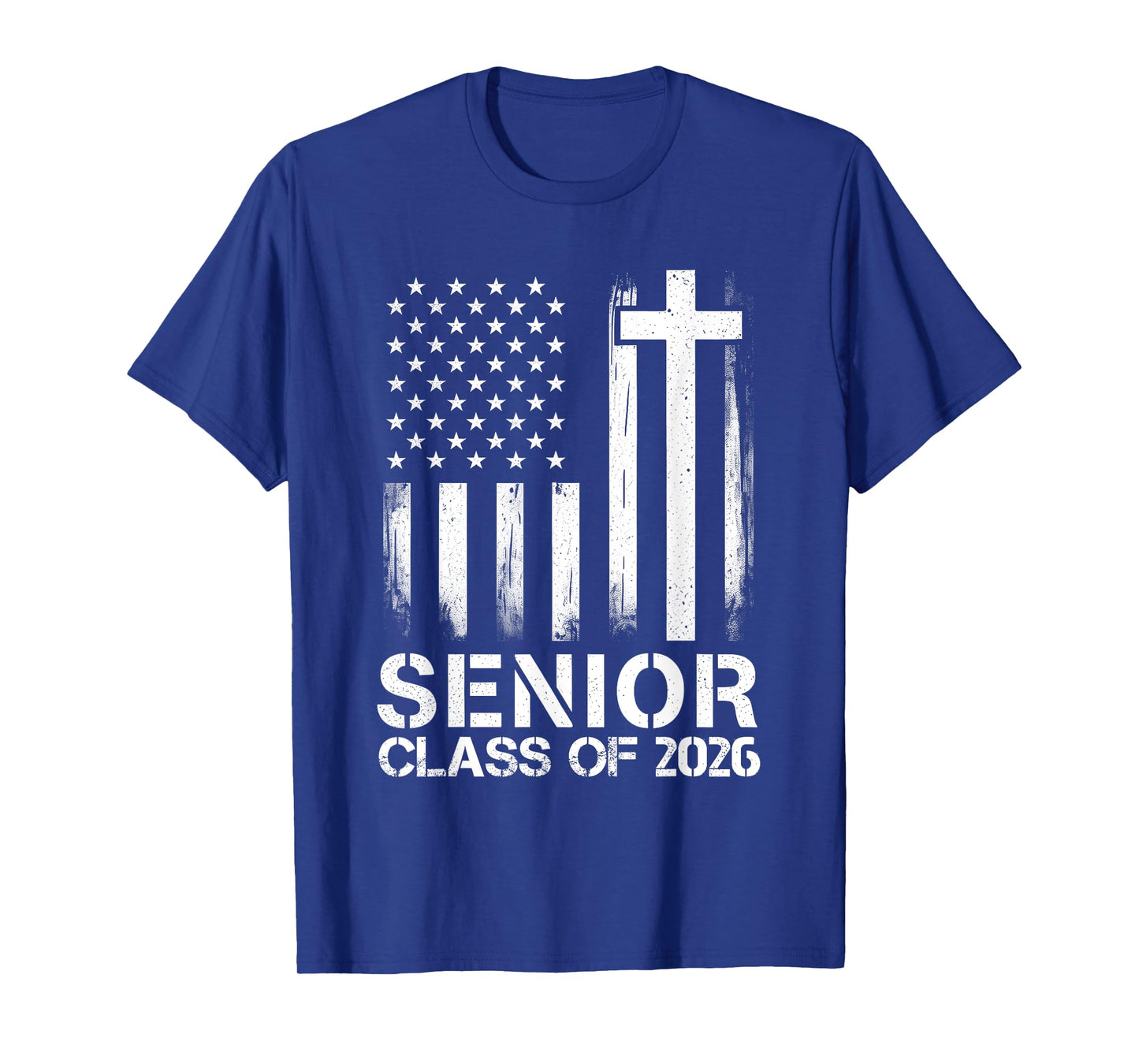 Senior 2026 USA Flag Cross Christian Class of 2026 Graduate T-Shirt