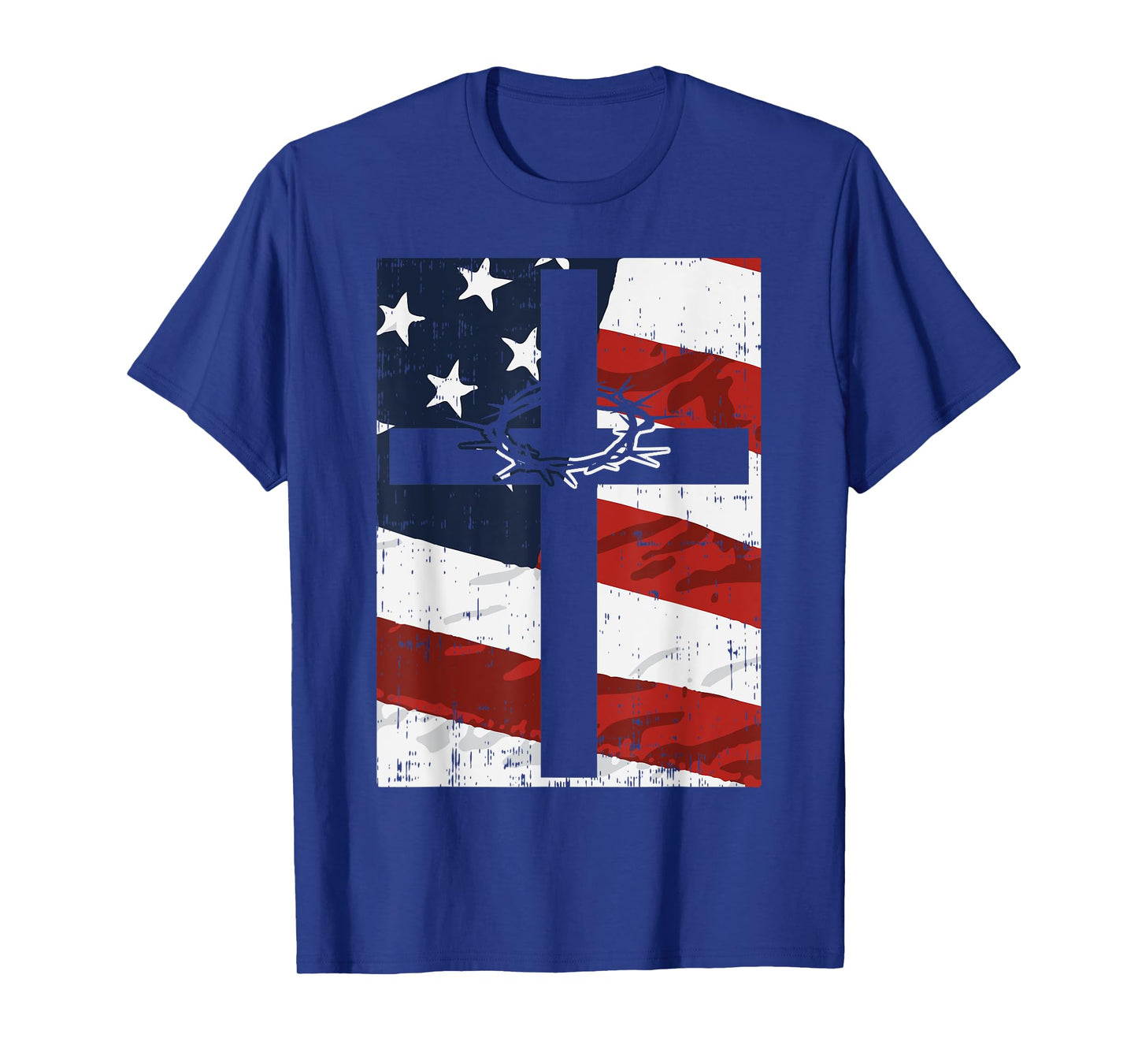 Cross American Flag Thorn God Jesus Faith Christian Gift T-Shirt