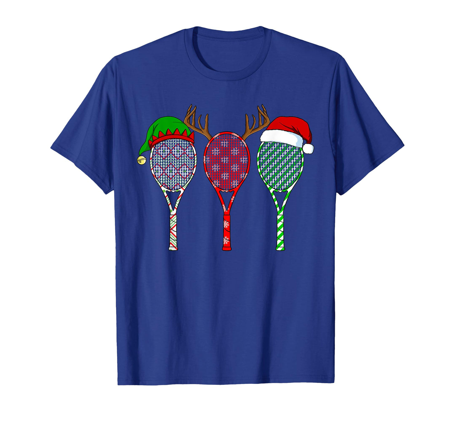 Tennis Racket Christmas Hat Reindeer Anlter Game Sport T-Shirt