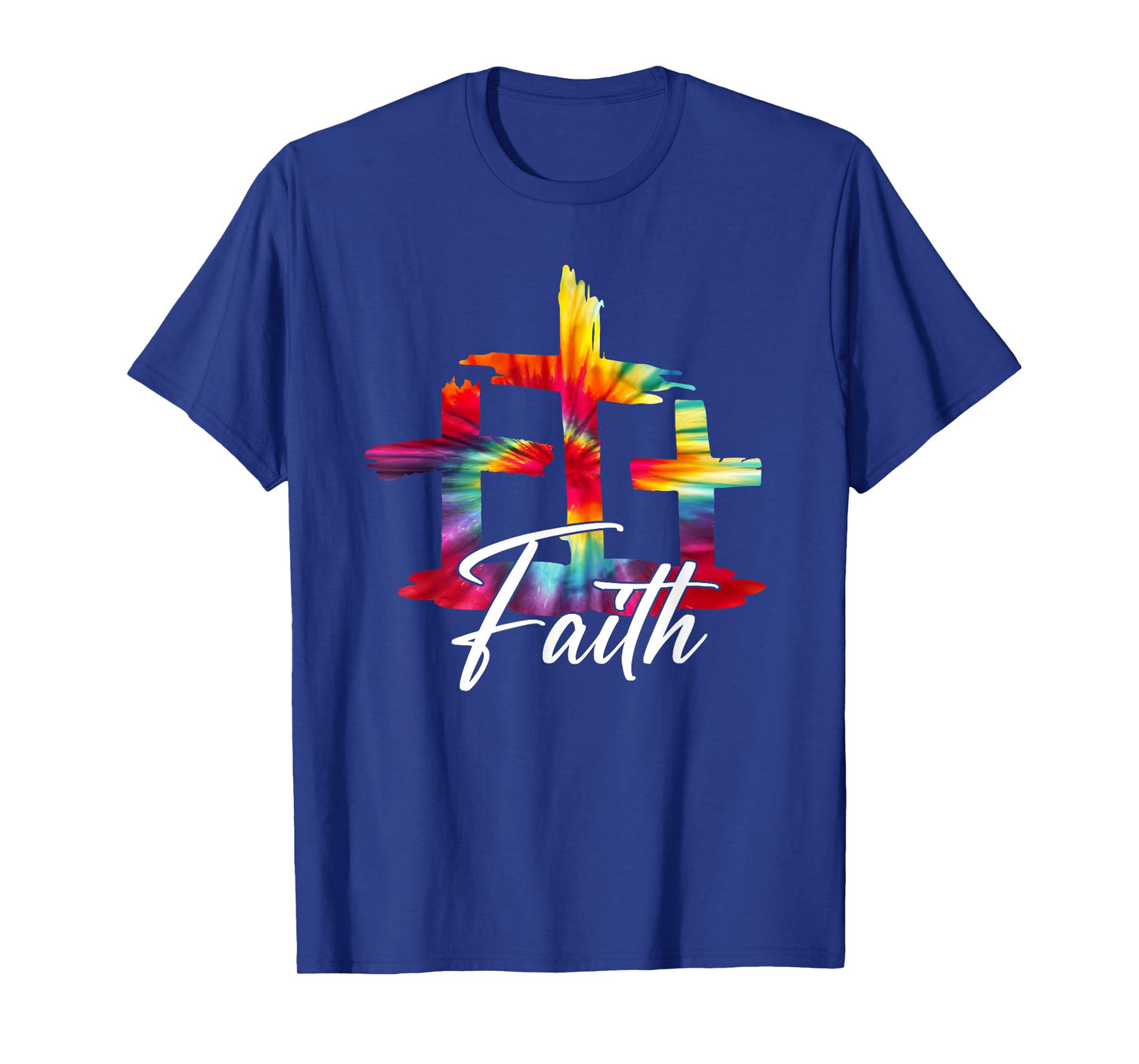 Faith Jesus Christian Cross Tie Dye Rainbow Religious Bible T-Shirt