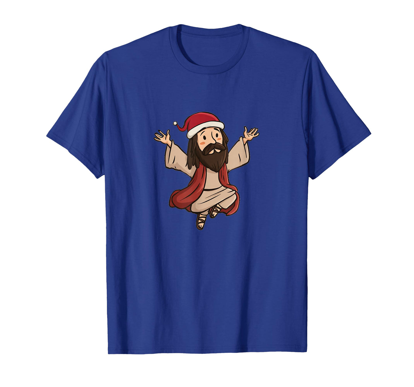 Cartoon Jesus Graphic with Festive Xmas Hat for Christmas T-Shirt