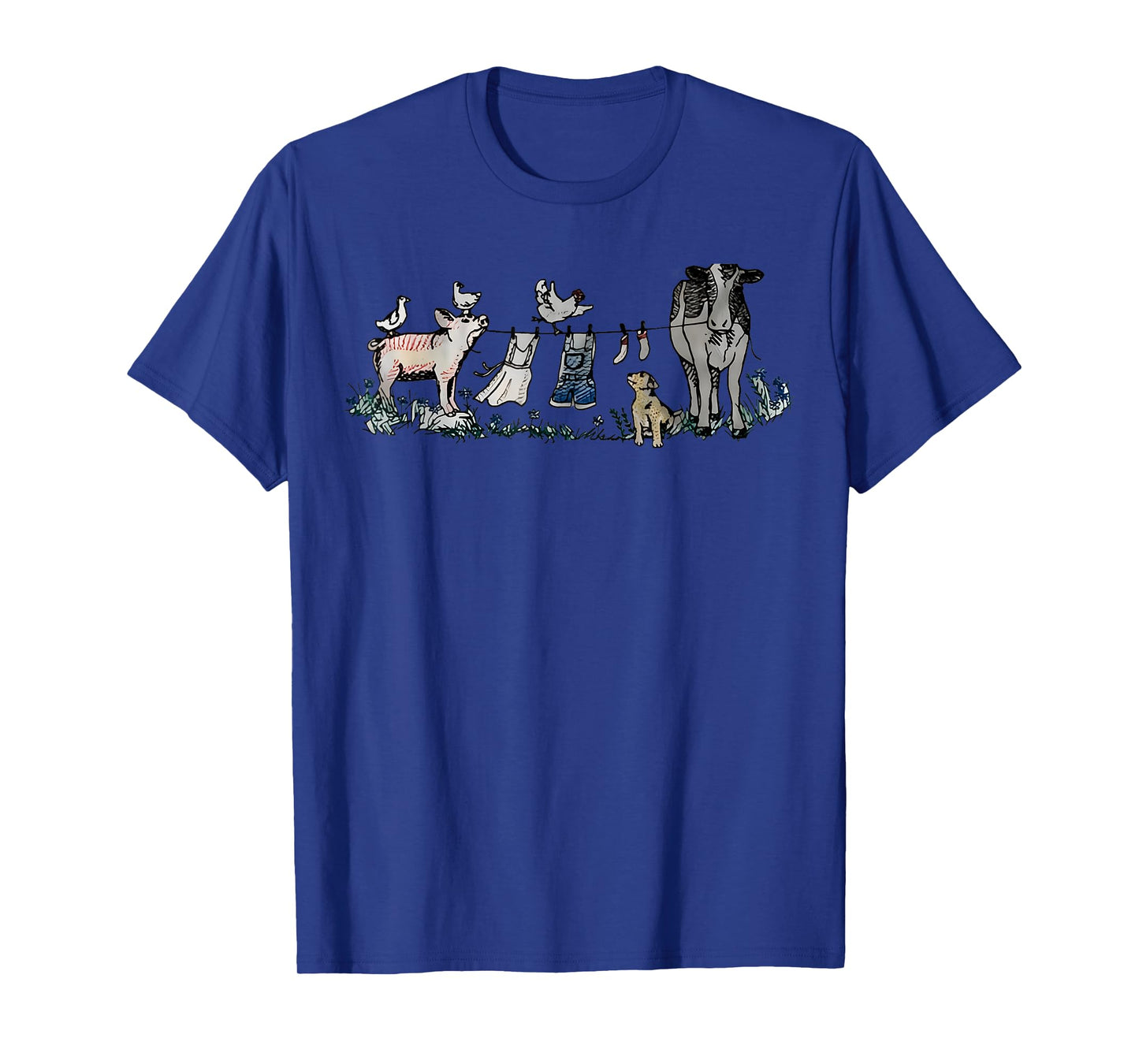 Retro Barnyard Animals Meme Farm Animals Hanging Clothesline T-Shirt