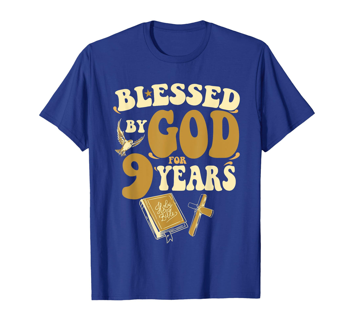 Blessed By God For 9 Years 9th Birthday Religious Theme T-Shirt