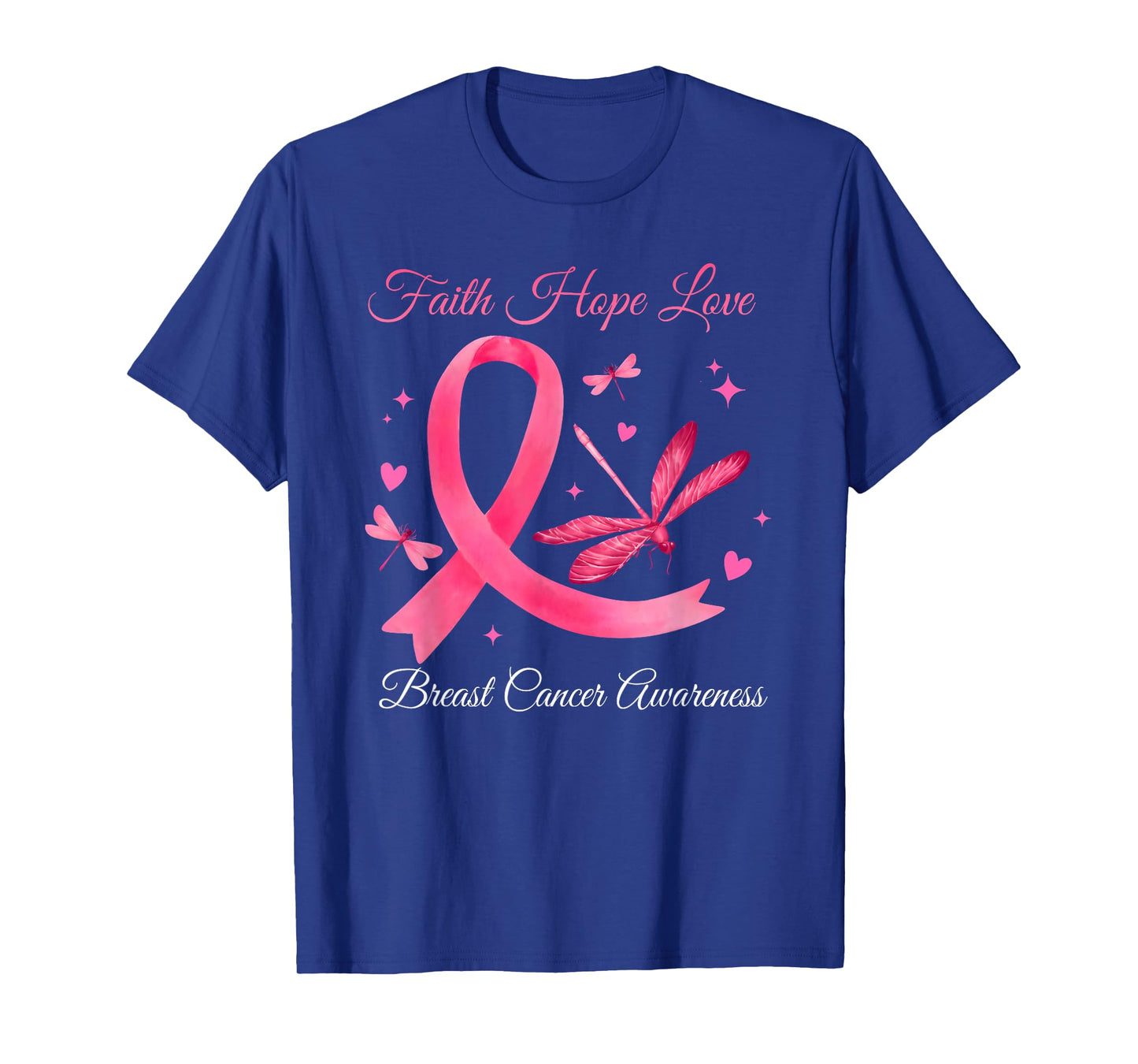 Faith Hope Love Flowers Breast Cancer Awareness Support T-Shirt
