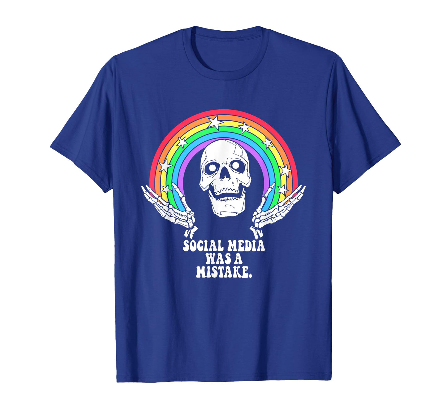 Social Media Was A Mistake Skeleton Design T-Shirt