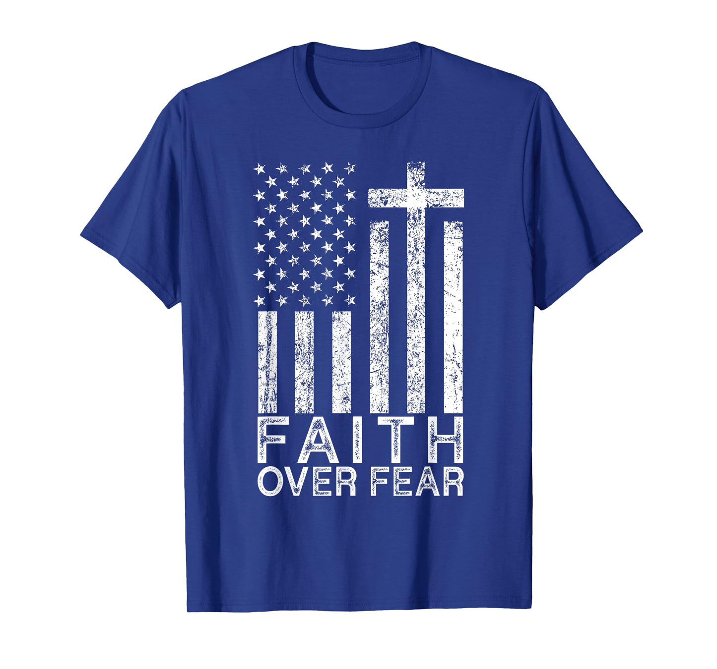 America Pride US Flag Faith Over Fear Christian Cross Jesus T-Shirt