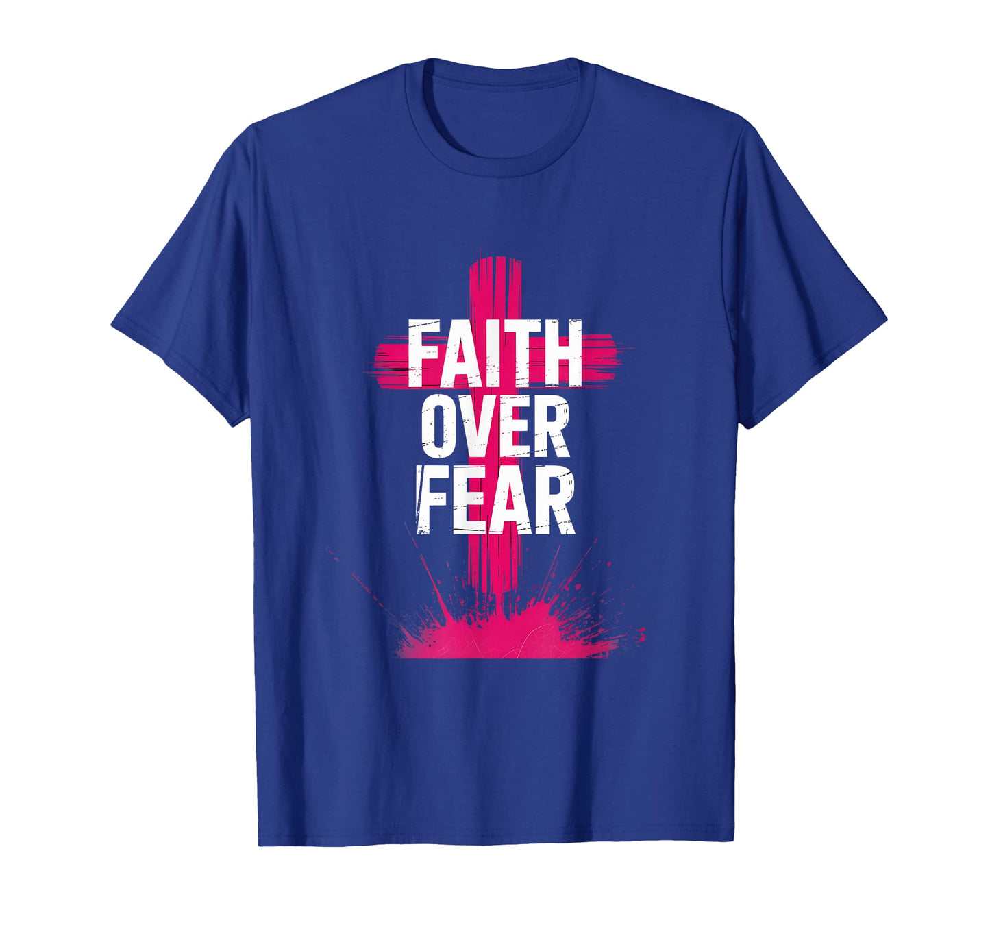 Faith Over Fear Pink Cross Christian Streetwear T-Shirt