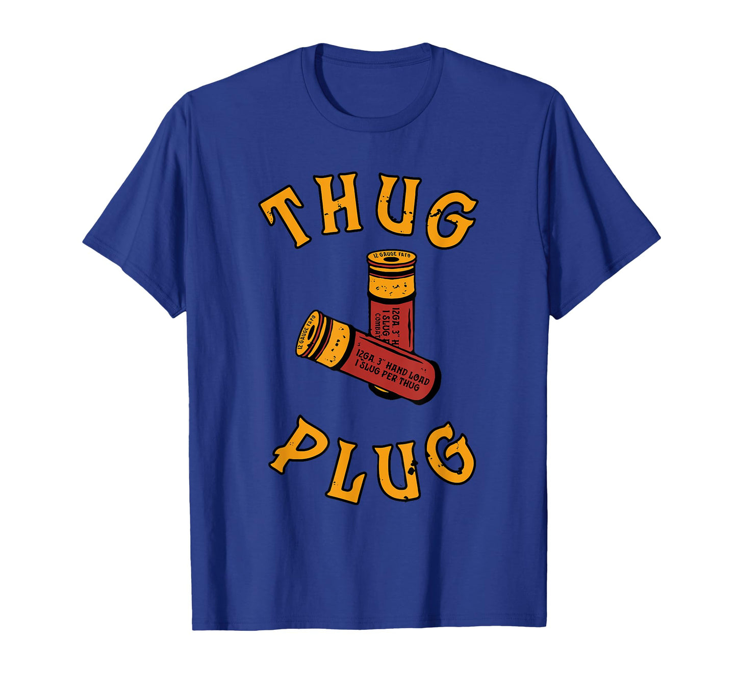 THUG PLUG Black Unisex-Adults Cotton 85% Polyester 15% Casual Humorous Modern U-Neck Short Sleeve T-Shirt