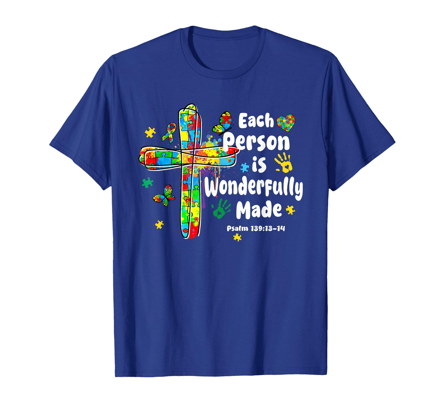 Each Person Is Wonderfully Made Christian Autism Bible Verse T-Shirt
