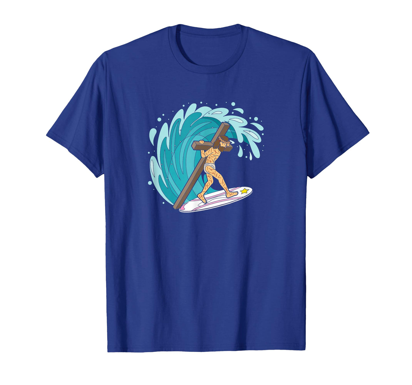 Jesus Surfing Christmas Cross Xmas Holiday Christian Surfer T-Shirt