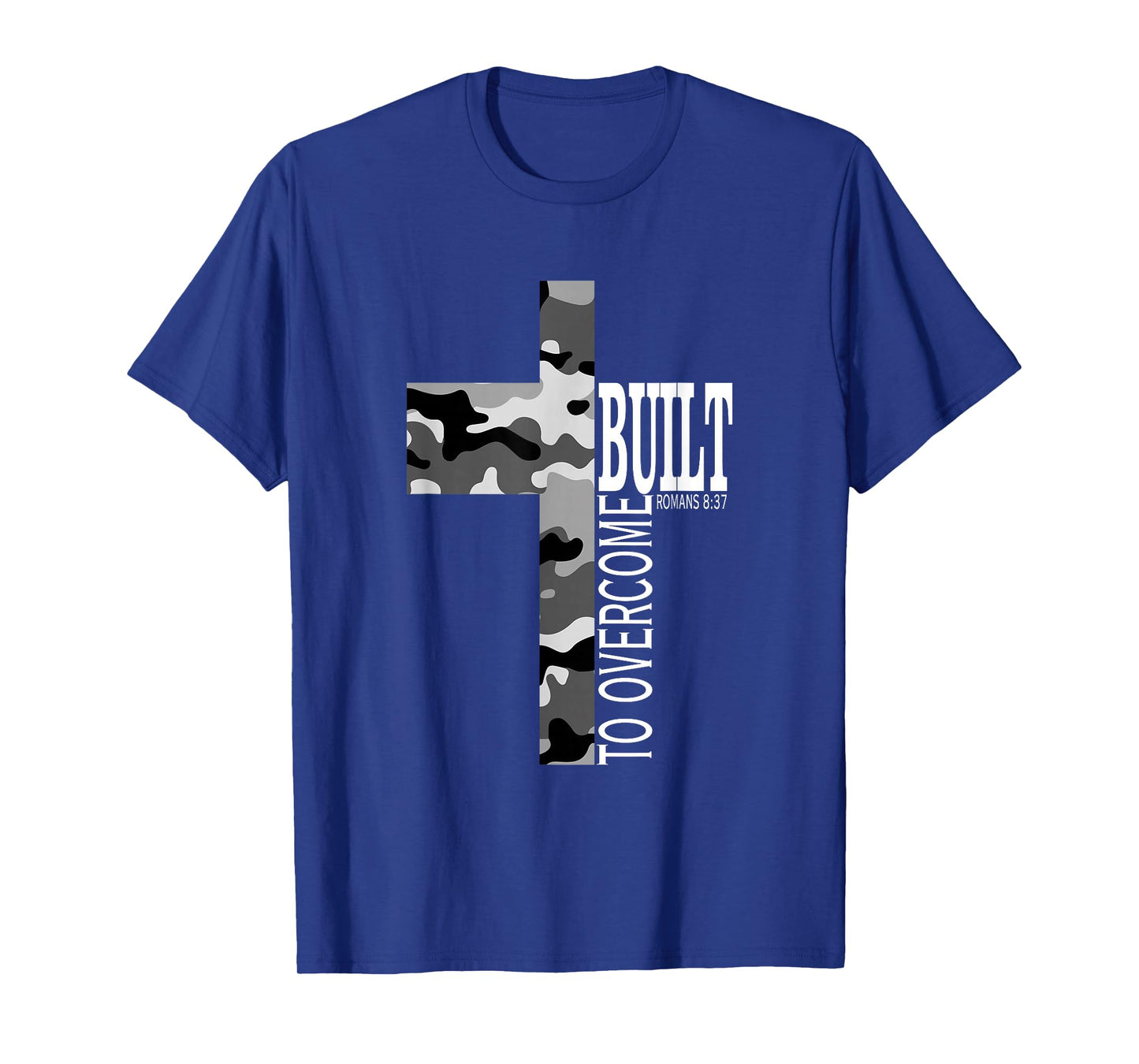Built to Overcome Camo Faith Christian Workout Gym Scripture T-Shirt