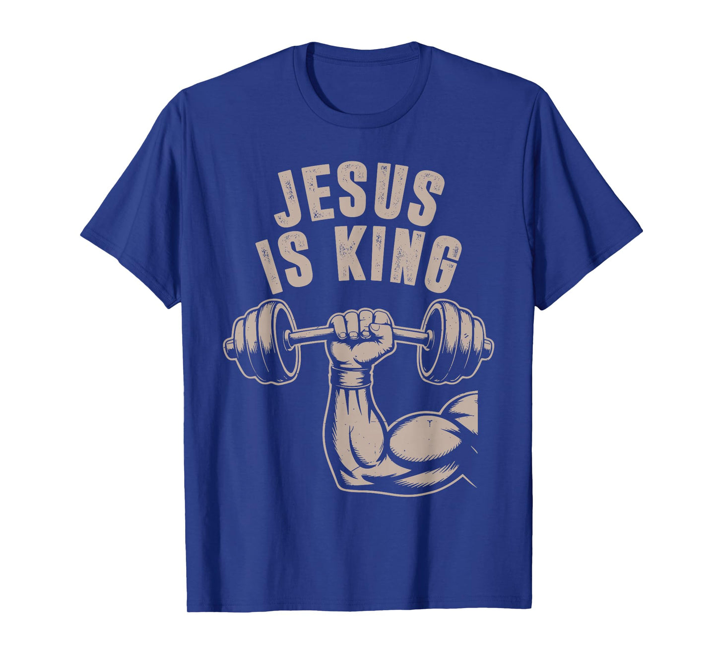 Jesus is King Barbell Cross Funny Christian Workout Gym Men T-Shirt
