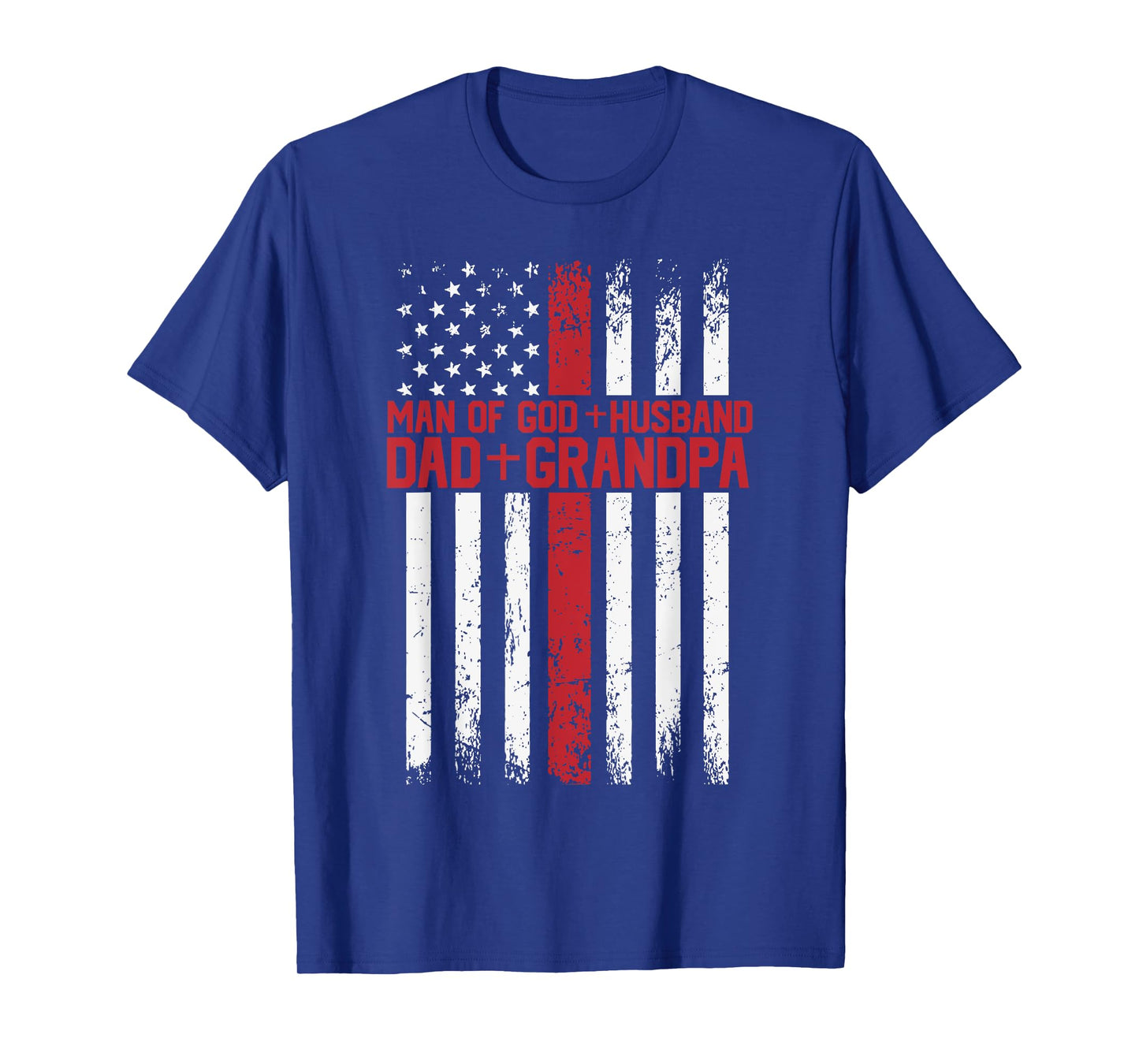 Cross American Flag Man Of God Husband Dad Grandpa Christian T-Shirt