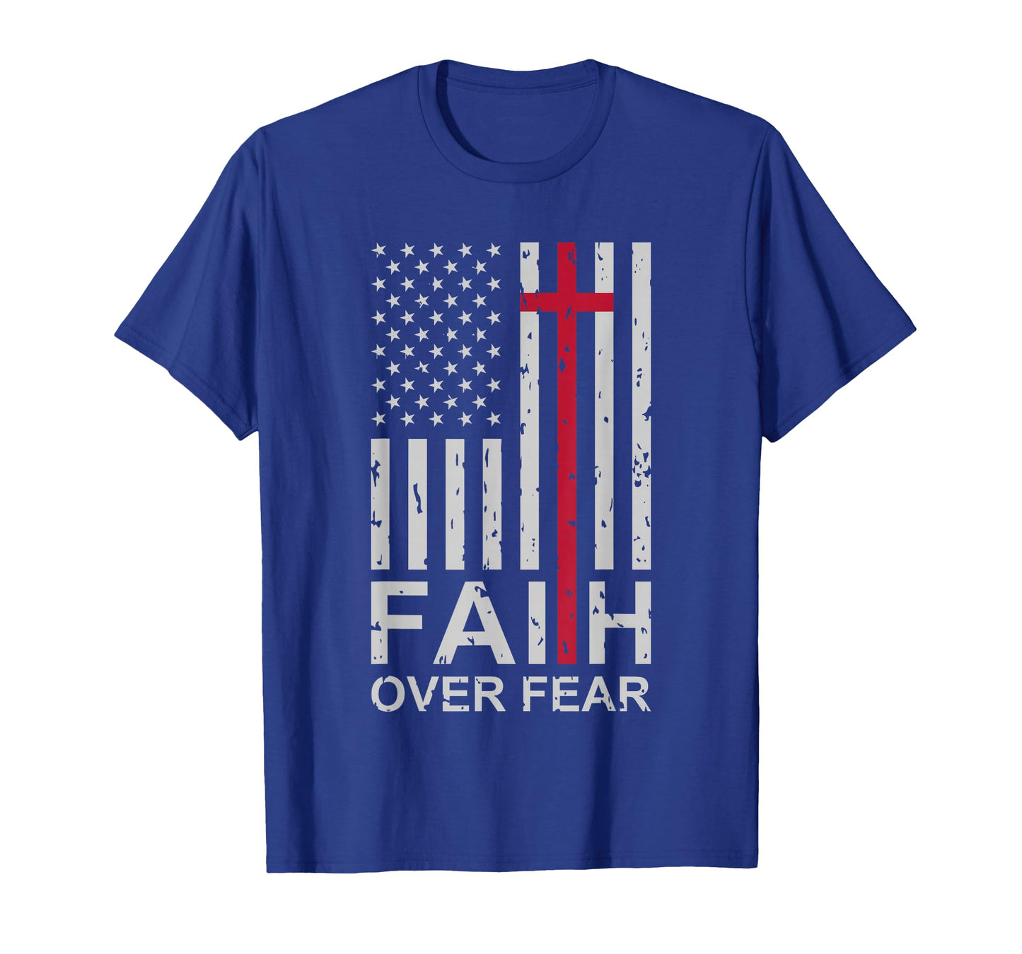 Christian Faith Over Fear US USA American Flag Religious T-Shirt