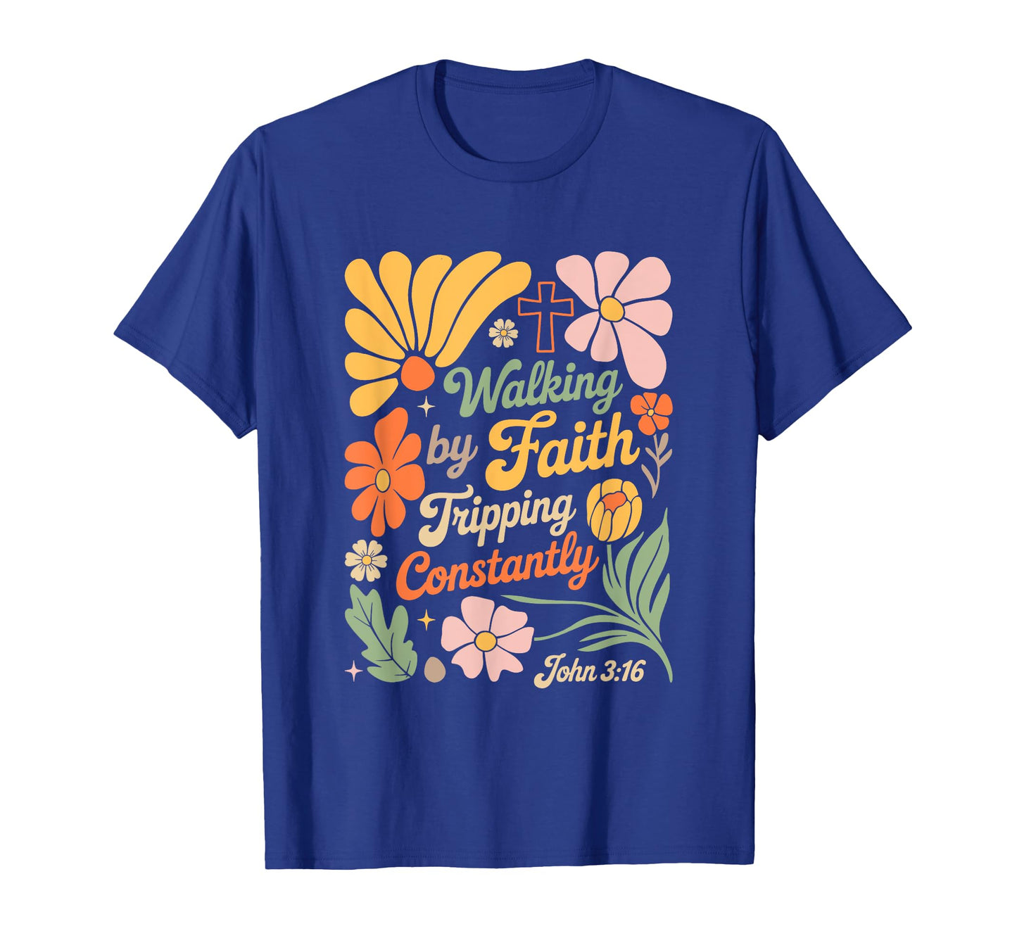Boho Retro Christian Walking By Faith Tripping Constantly T-Shirt