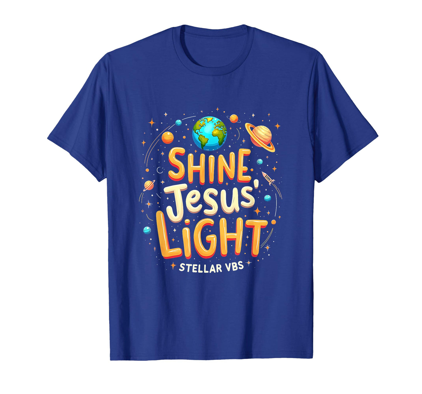 Shine Jesus Light Stellar VBS Christian Astronaut Space T-Shirt