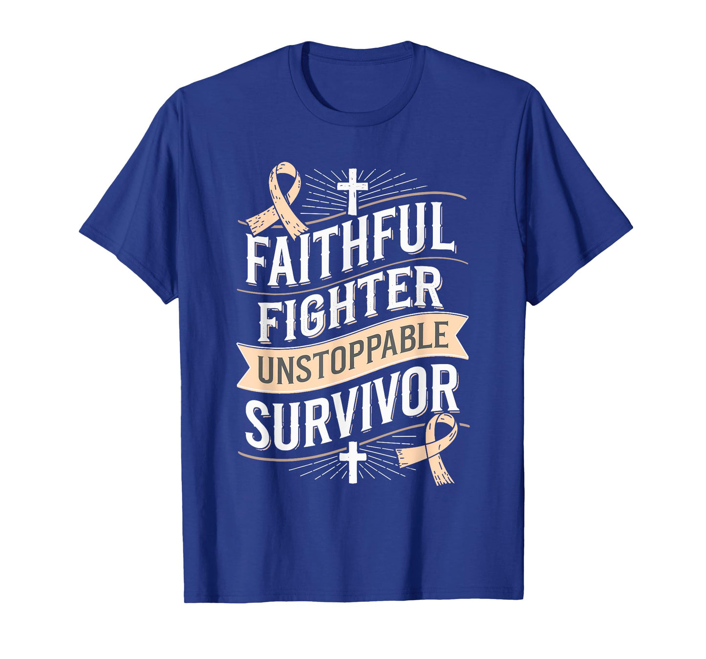 Faithful Fighter Survivor Endometrial Cancer Awareness T-Shirt