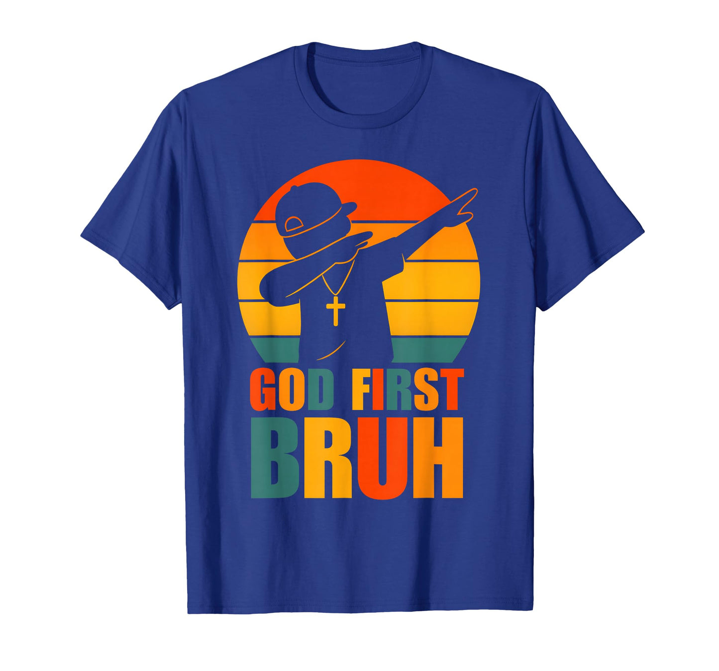 God First Bruh Dabbing Boy Christian Retro Kids Boys Saying T-Shirt