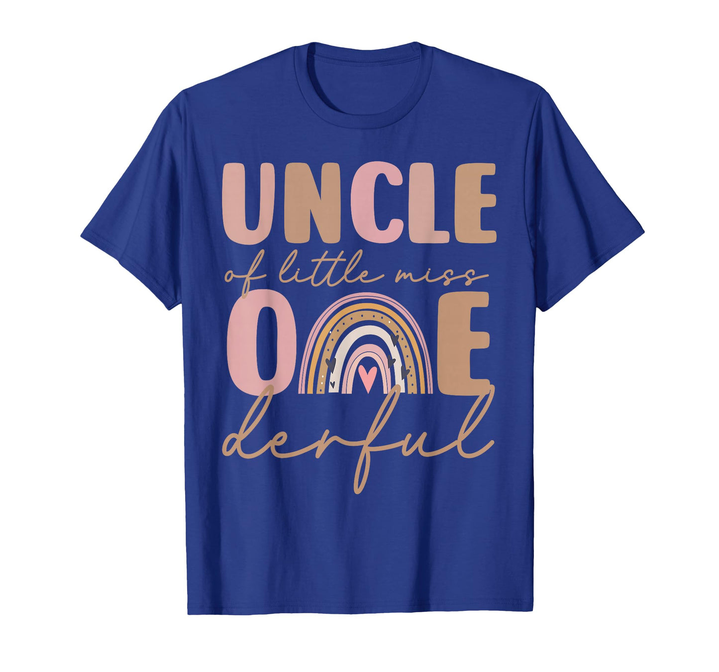 Uncle of Little Miss Onederful First Birthday Boho Rainbow T-Shirt