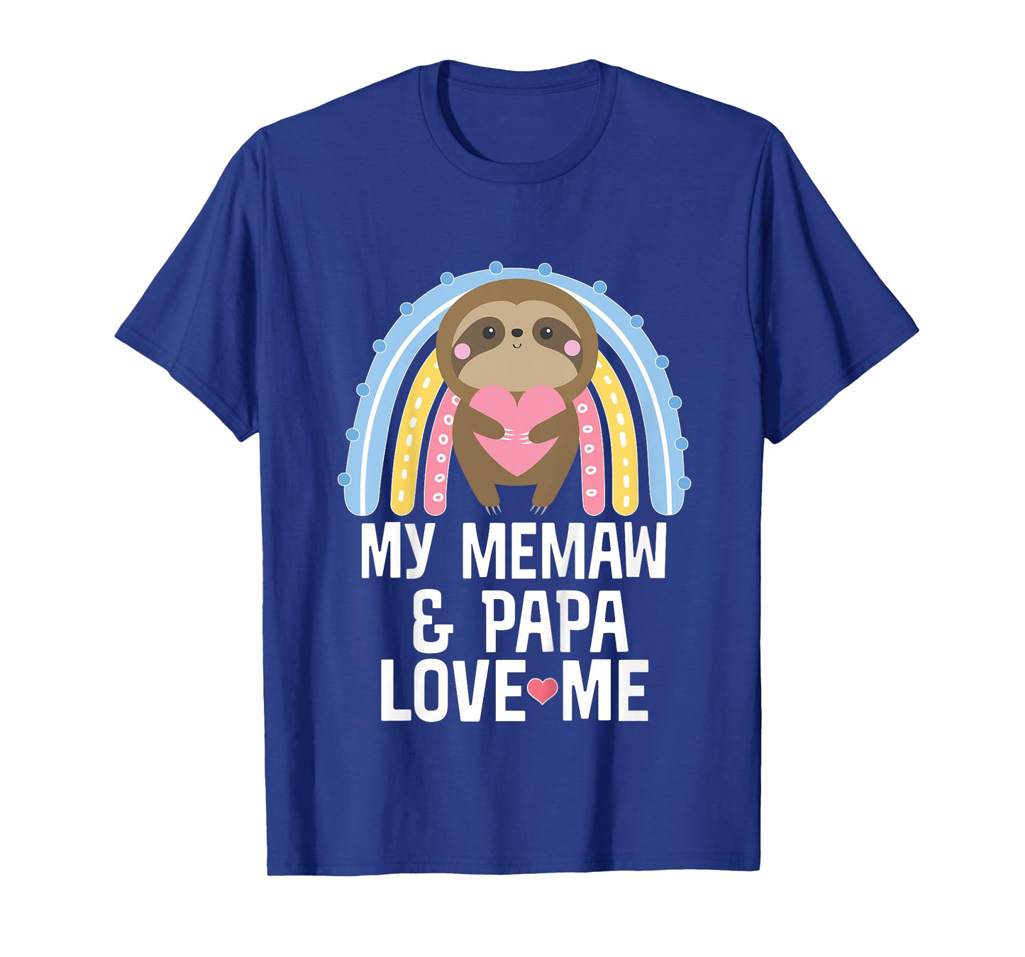 Kids Memaw And Papa Grandchild Sloth Rainbow T-Shirt