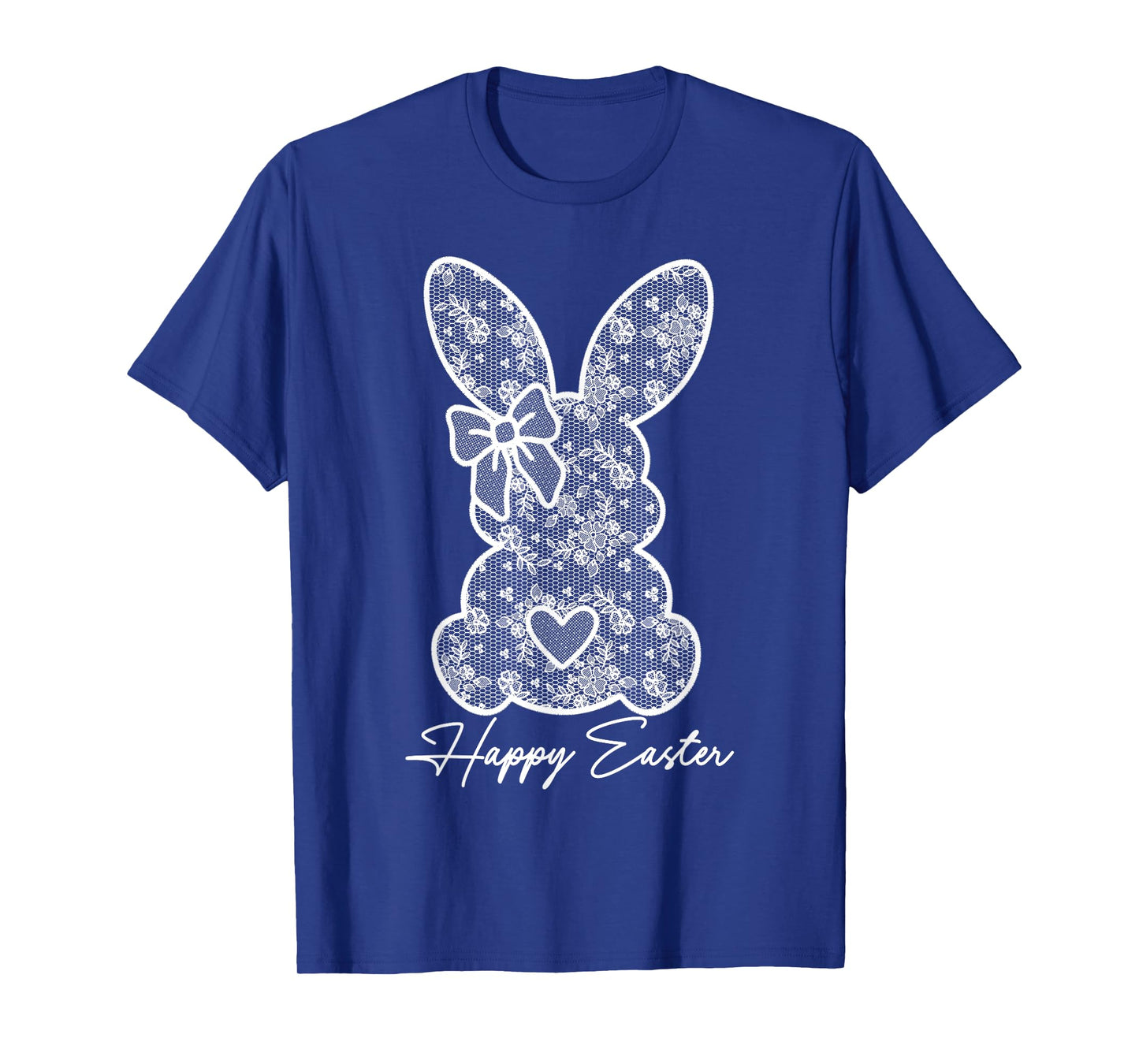White Lace Bunny Coquette Bow Happy Easter Women Girl T-Shirt