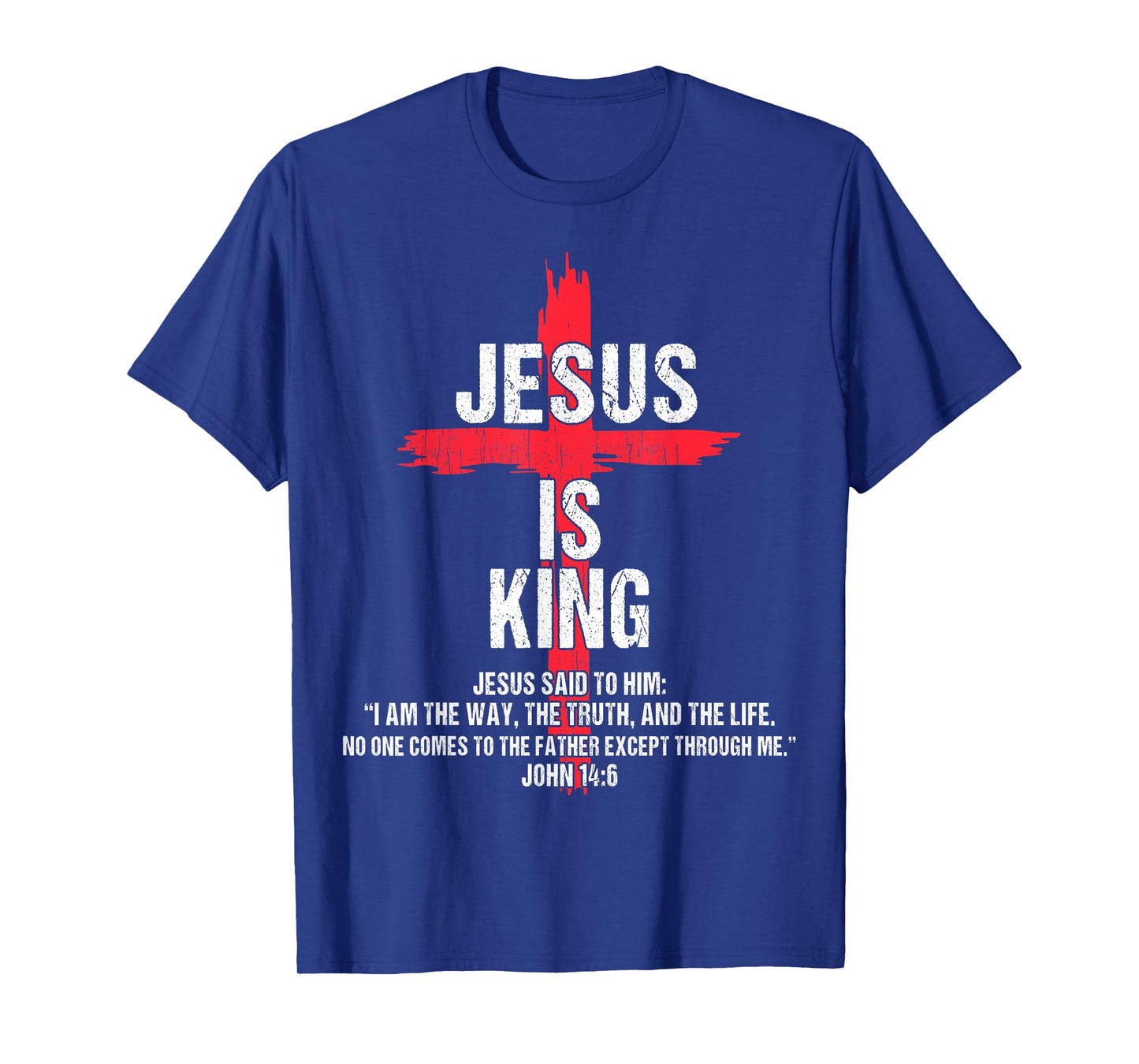 Kids Jesus Is King Christian-Shirt Boy Youth Religious Cross T-Shirt