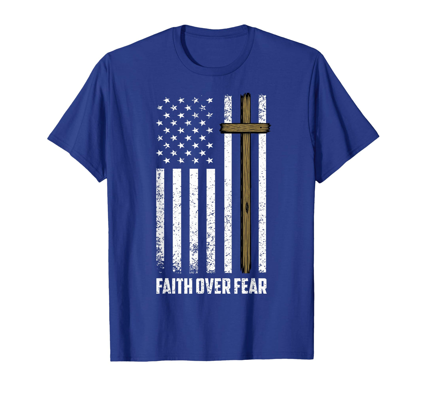Faith Over Fear Jesus Christian Cross God Faith Us Flag T-Shirt