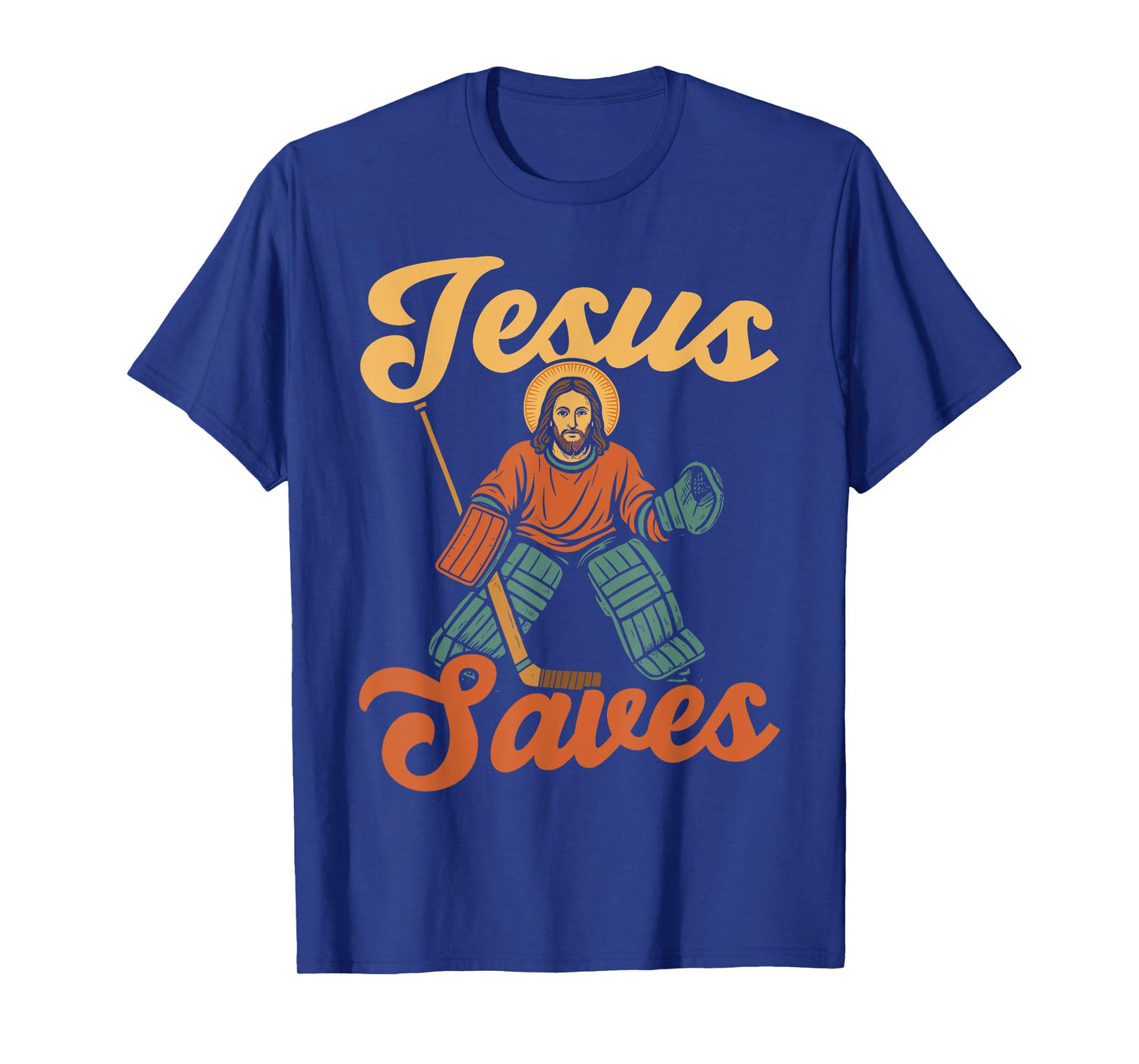 Ice Hockey Goalie Vintage Goalkeeper Jesus Jesus Saves T-Shirt