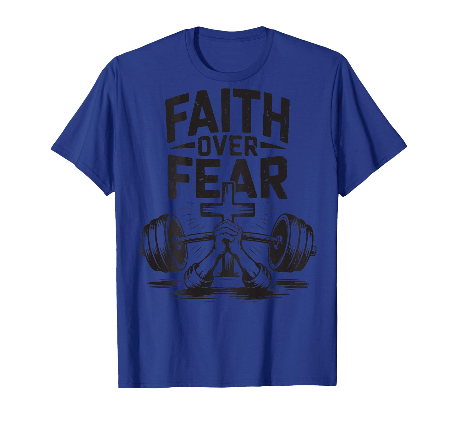 On-Back Faith Over Fear Christian Gym Workout Men's Graphic T-Shirt
