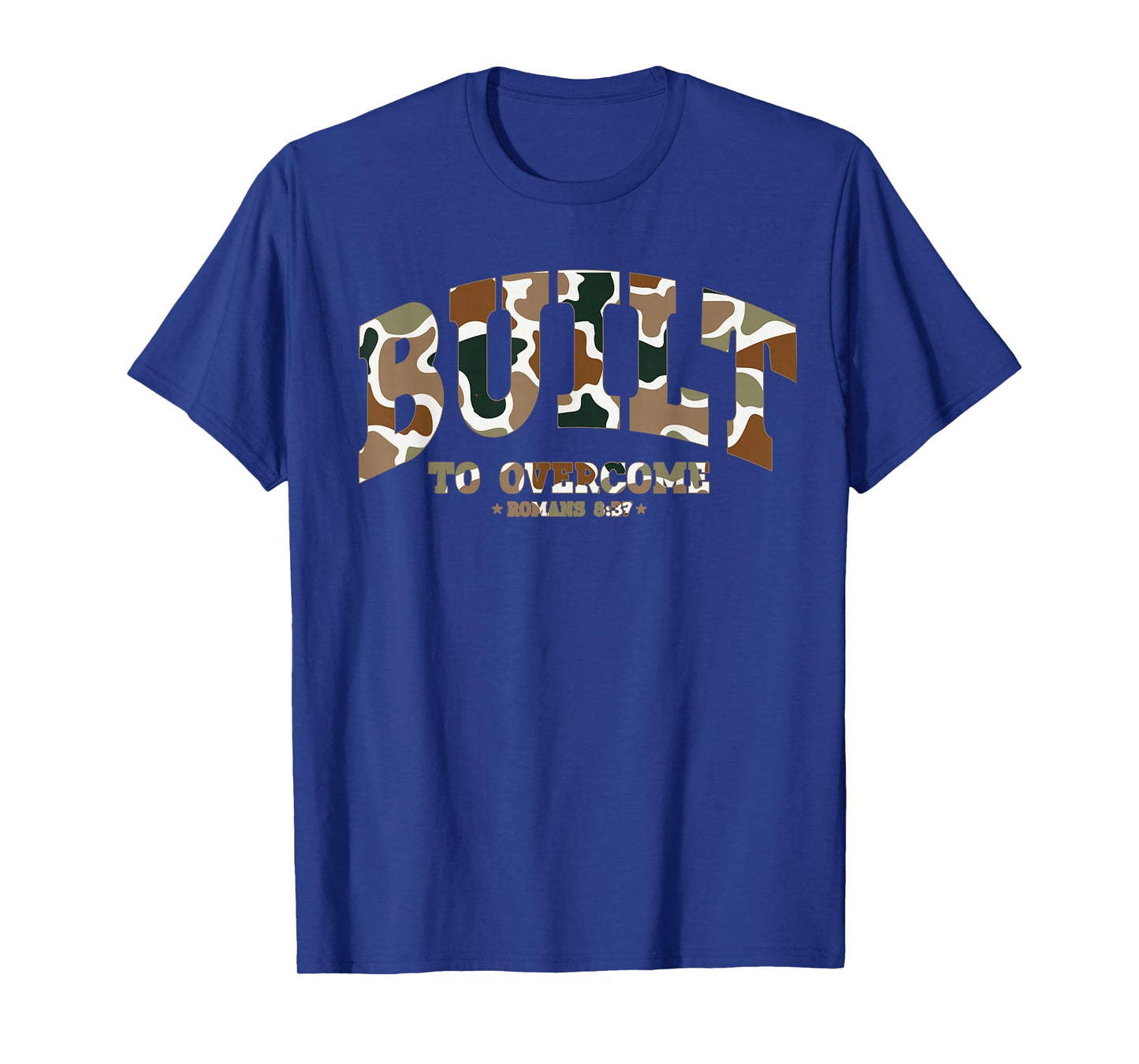 Built to Overcome Camo Workout Christian Gym Faith Scripture T-Shirt