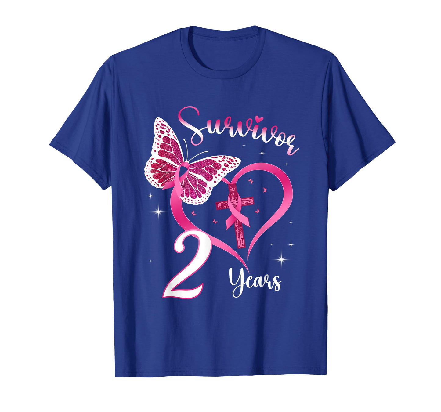 Breast Cancer Survivor Pink Ribbon Butterfly 2 Years Gift T-Shirt