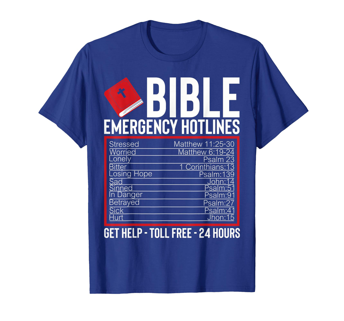 Funny Christian Cross Bible Emergency Bible Verses T-Shirt
