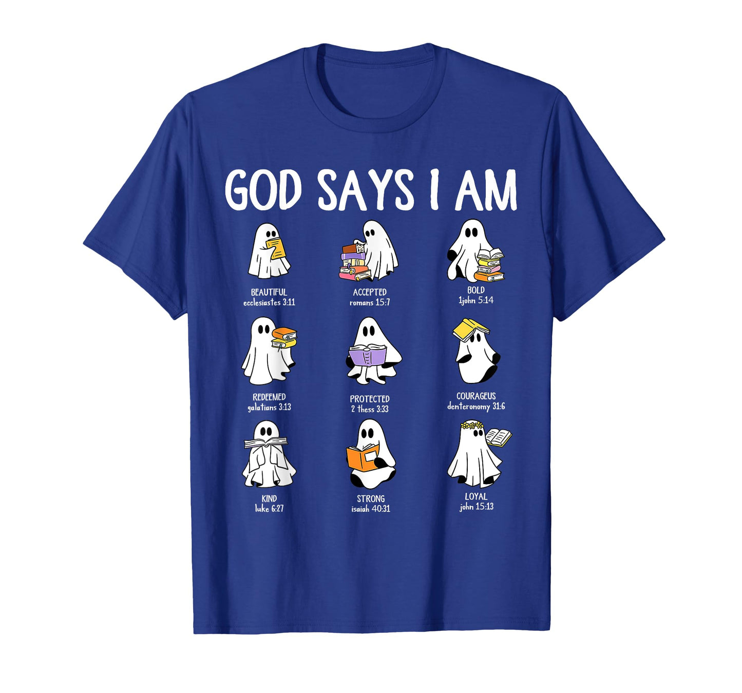 God Says I Am Cute Ghost Book Halloween Men Women Girl Kids T-Shirt