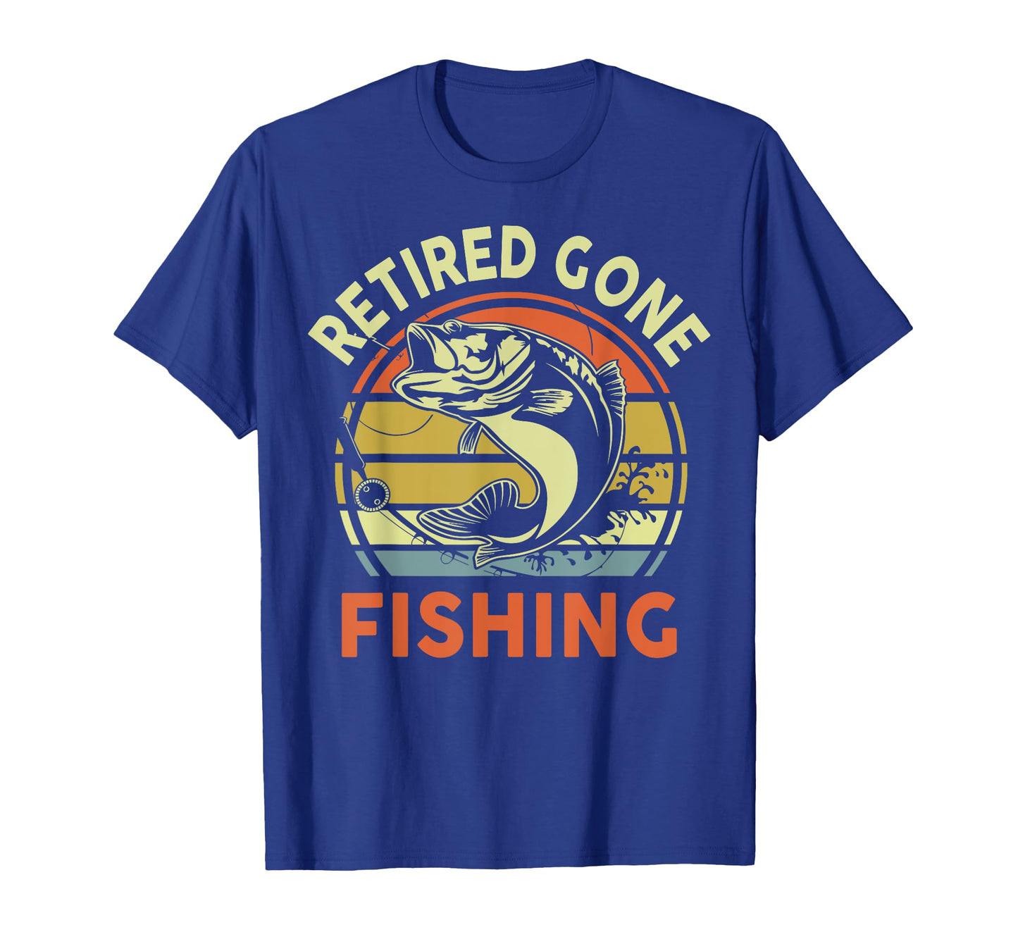 Mens Retired Gone Fishing Grandpa Bass Fish Funny Retirement T-Shirt