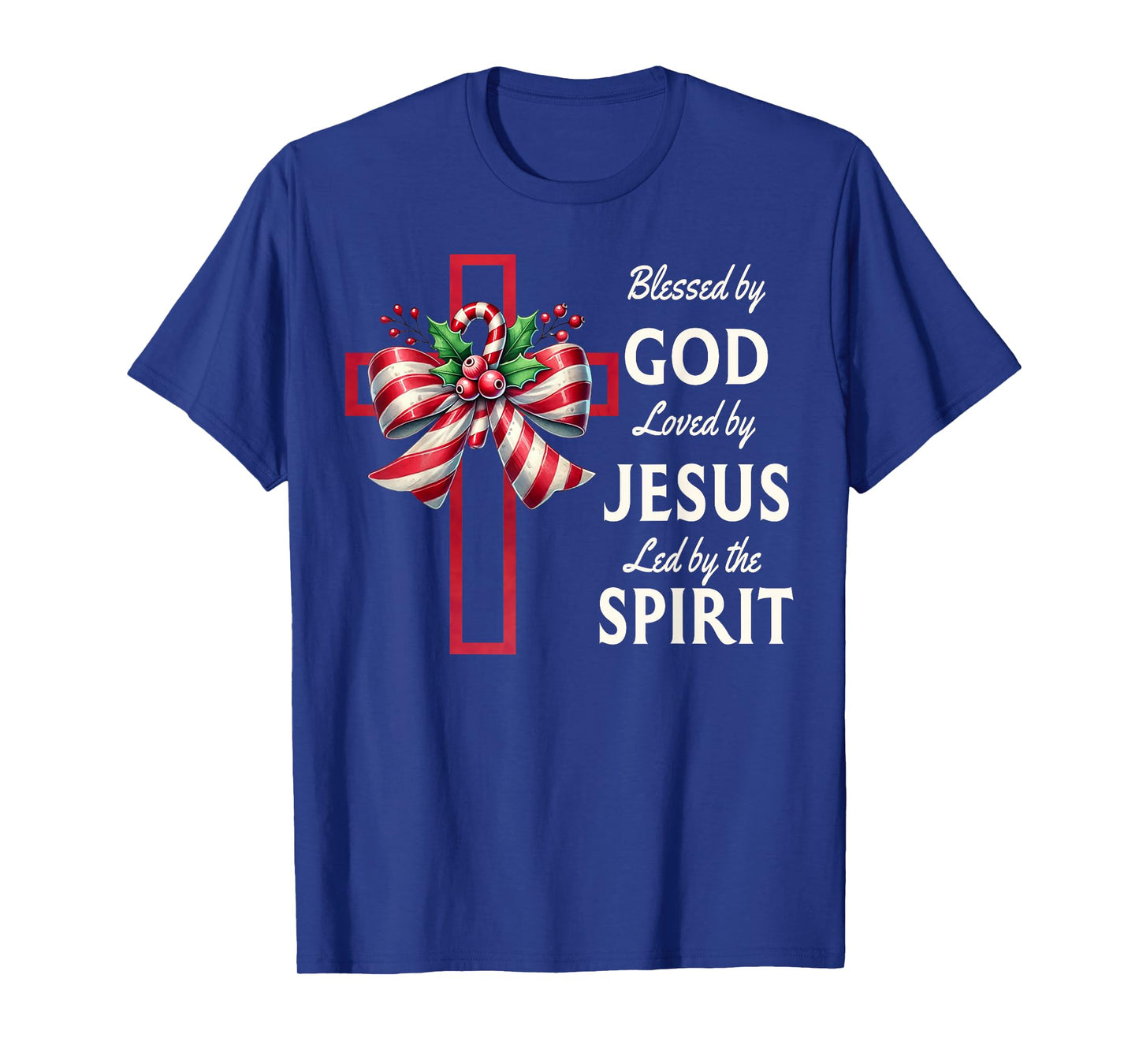 Blessed By God Loved By Jesus Beautiful Candy Cane Cross T-Shirt