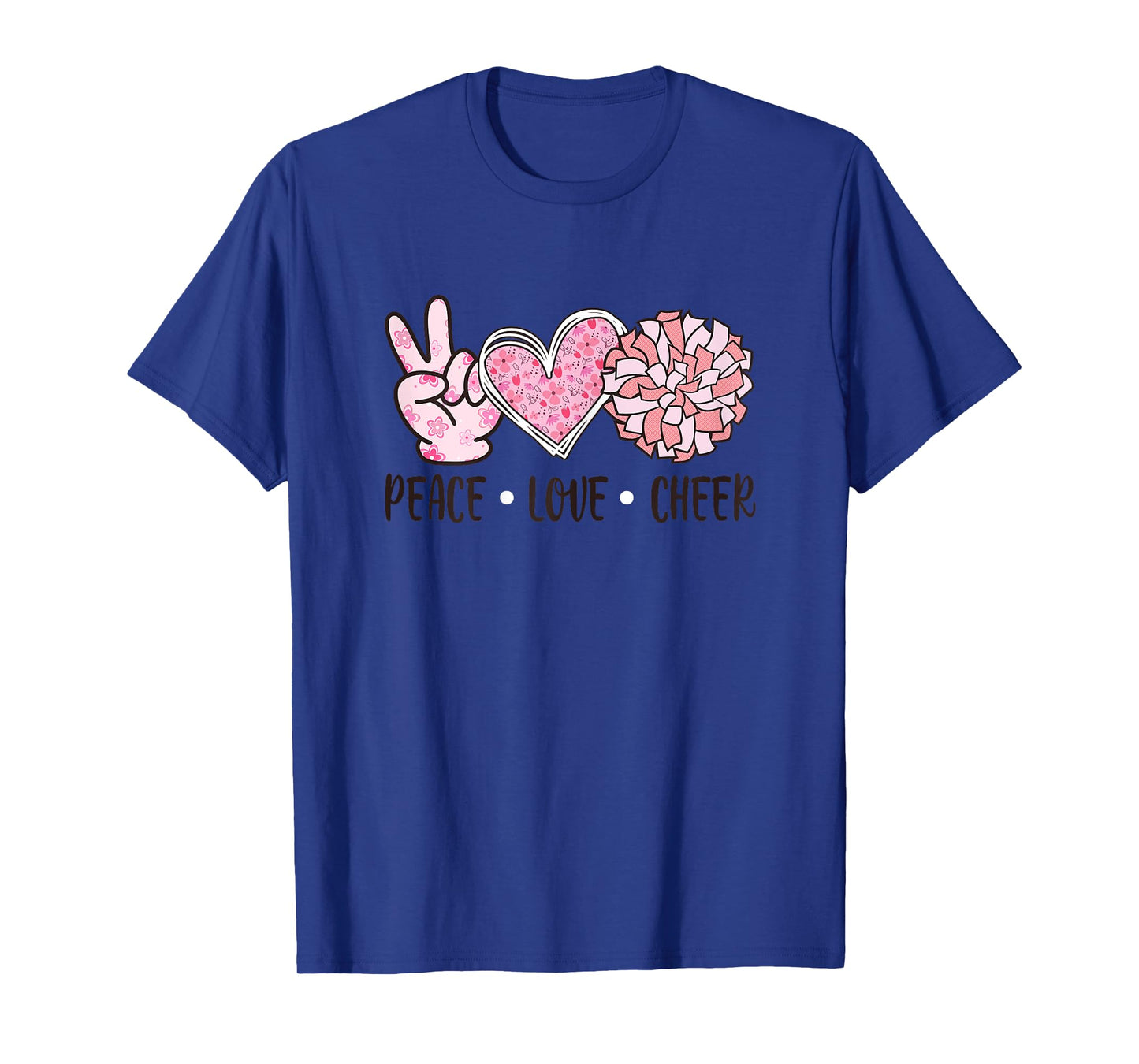 Cheerleading Shirt Girls Peace Love Cheer Cheerleader Women T-Shirt