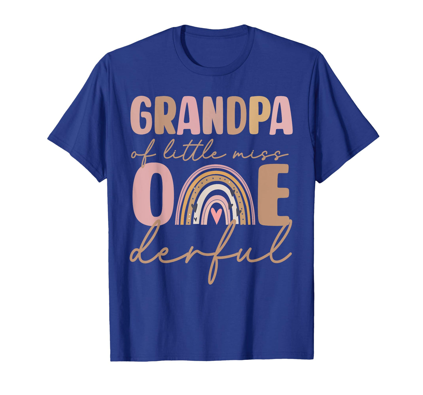 Grandpa of Little Miss Onederful First Birthday Boho Rainbow T-Shirt