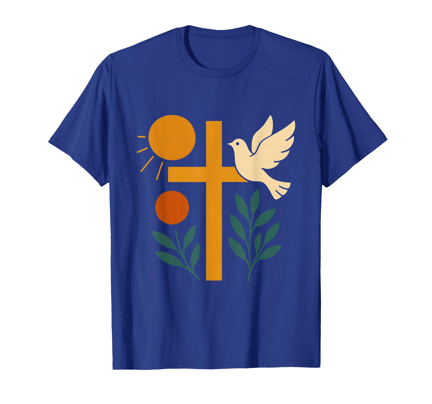 Mid Century Christian Faith Cross Dove and Sun T-Shirt