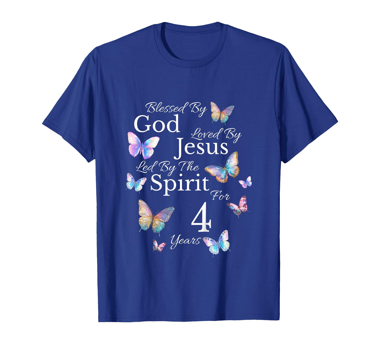 Kids Blessed By God Loved By Jesus For 4 Years Old 4th Birthday T-Shirt