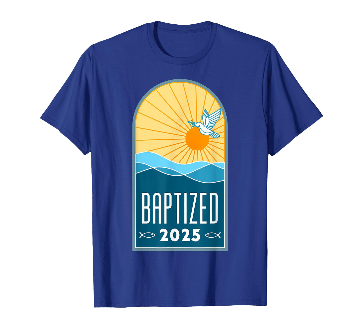 Christian Baptism Sunrise Line Art Baptized 2025 Religious T-Shirt